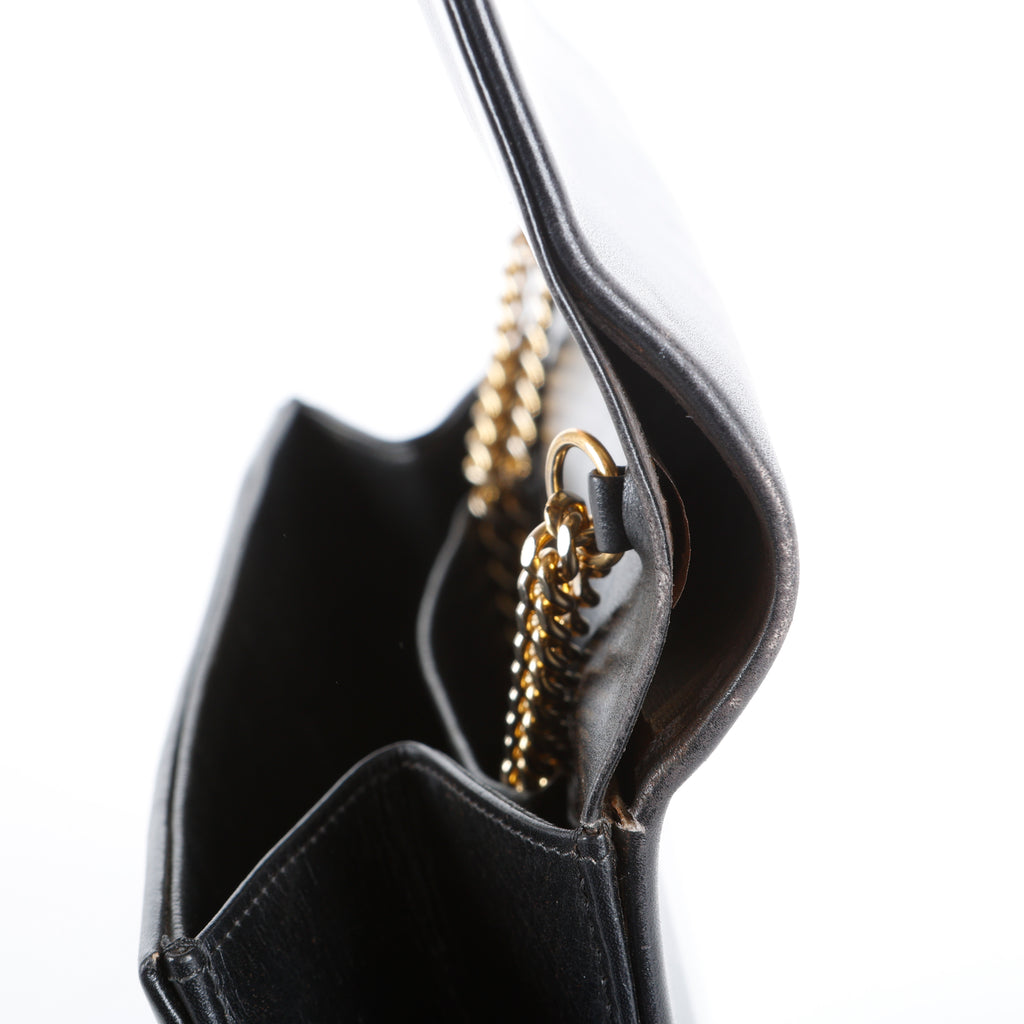 Vintage Clutch on Chain, Black Smooth Calfskin 065