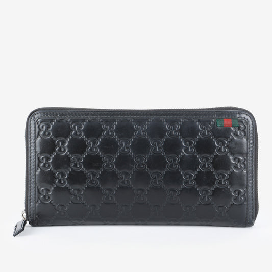 Web Guccisima Zip Around Wallet, Black