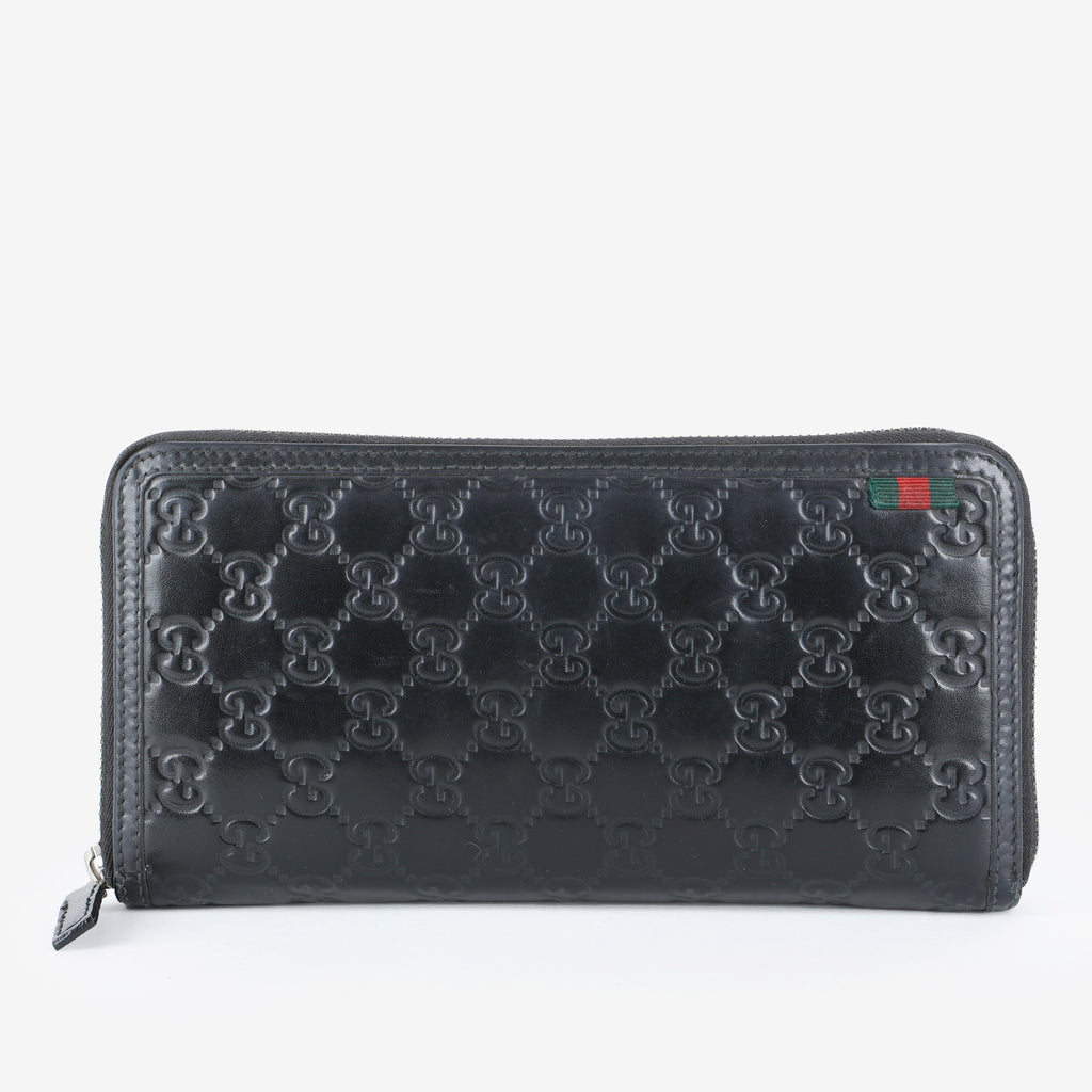 Web Guccisima Zip Around Wallet, Black
