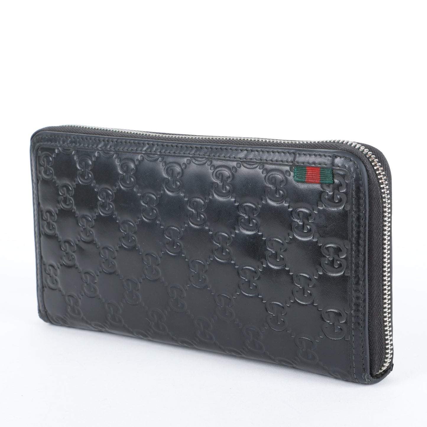 Web Guccisima Zip Around Wallet, Black