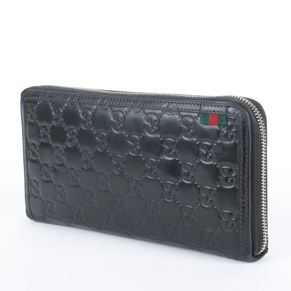 Web Guccisima Zip Around Wallet, Black