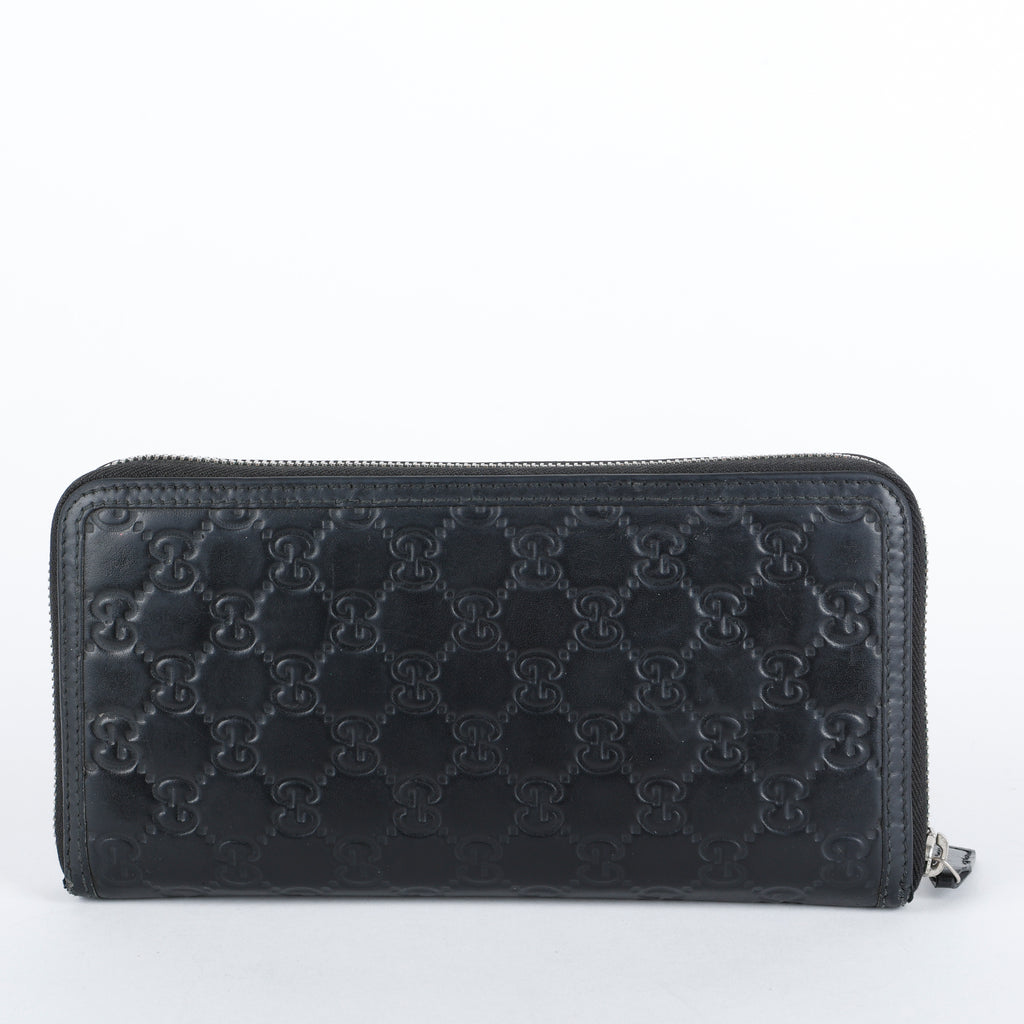 Web Guccisima Zip Around Wallet, Black