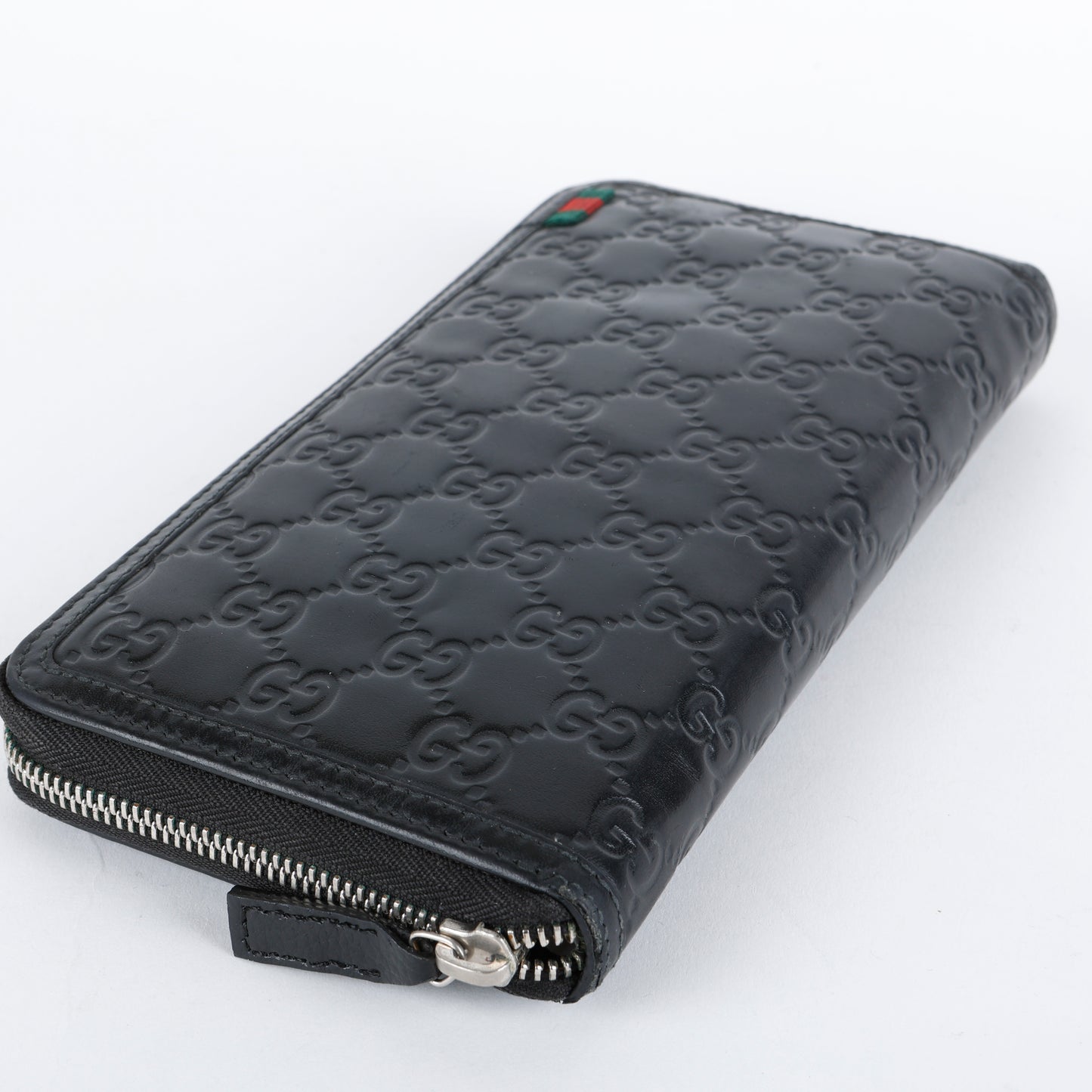 Web Guccisima Zip Around Wallet, Black