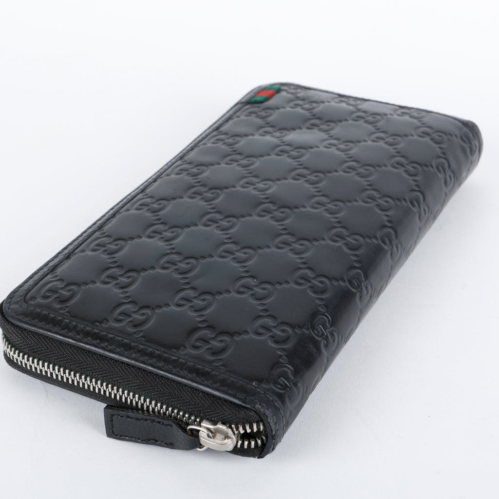 Web Guccisima Zip Around Wallet, Black