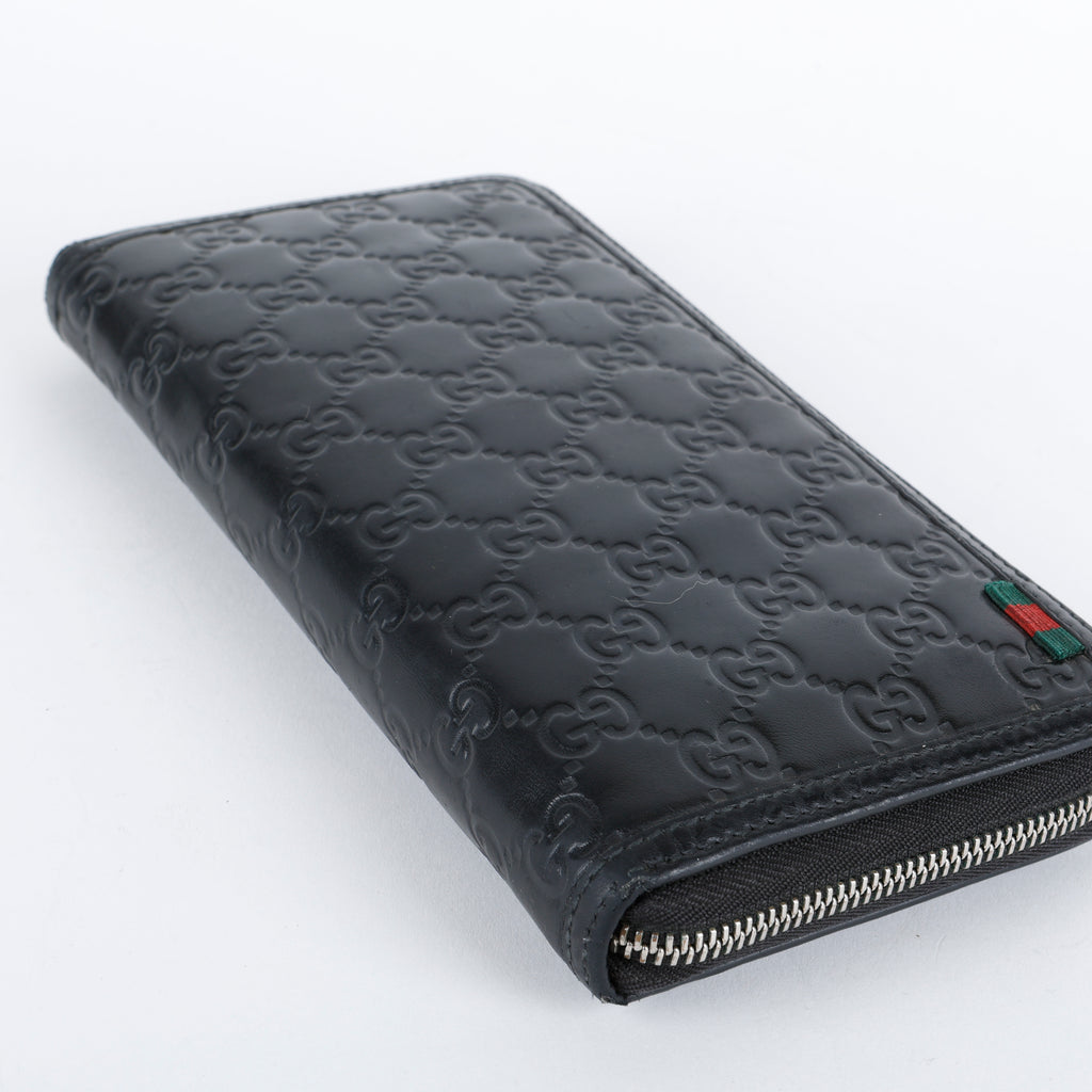 Web Guccisima Zip Around Wallet, Black