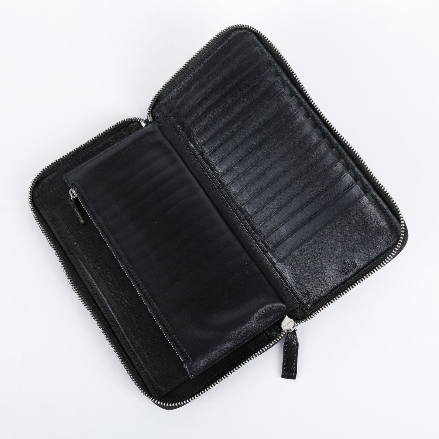 Web Guccisima Zip Around Wallet, Black