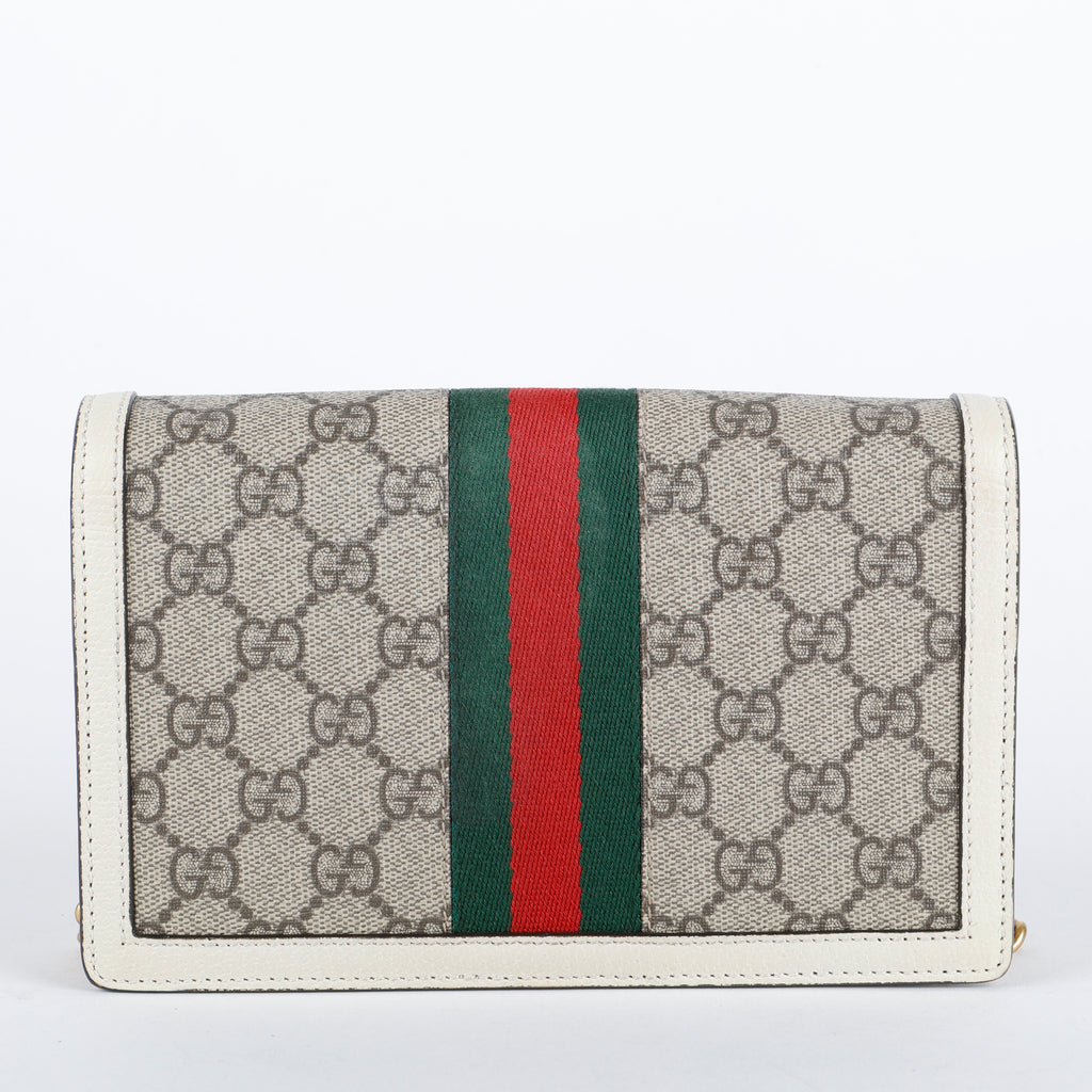 Queen Margaret Chain Wallet, Coated Canvas/Cream