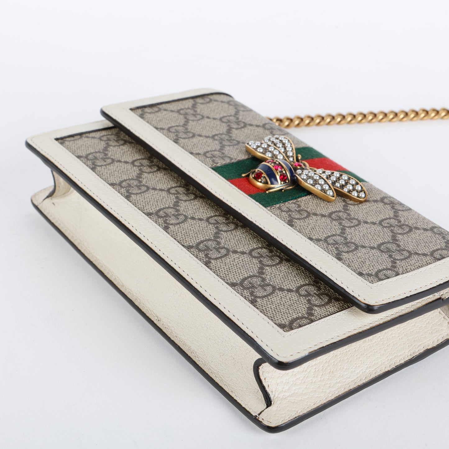 Queen Margaret Chain Wallet, Coated Canvas/Cream