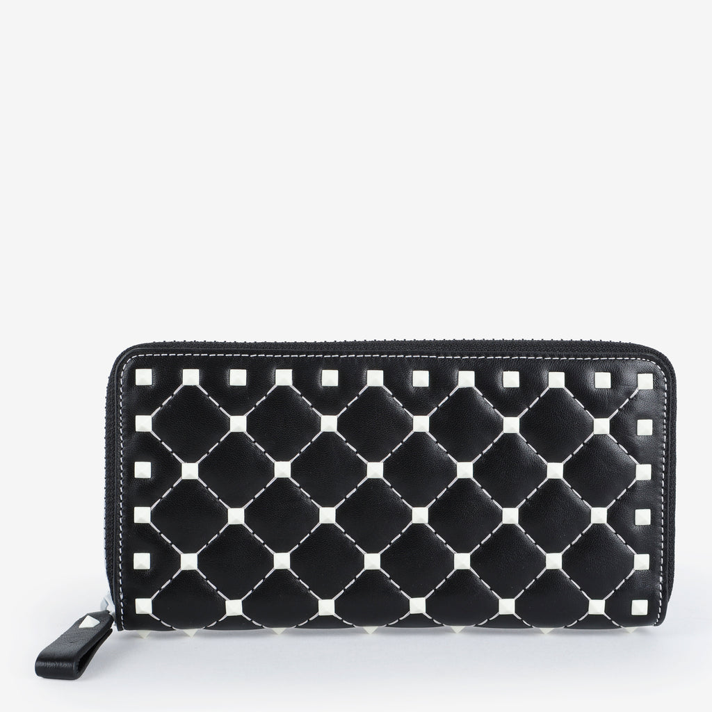 Free Rockstud Zip Around Wallet, Black/White