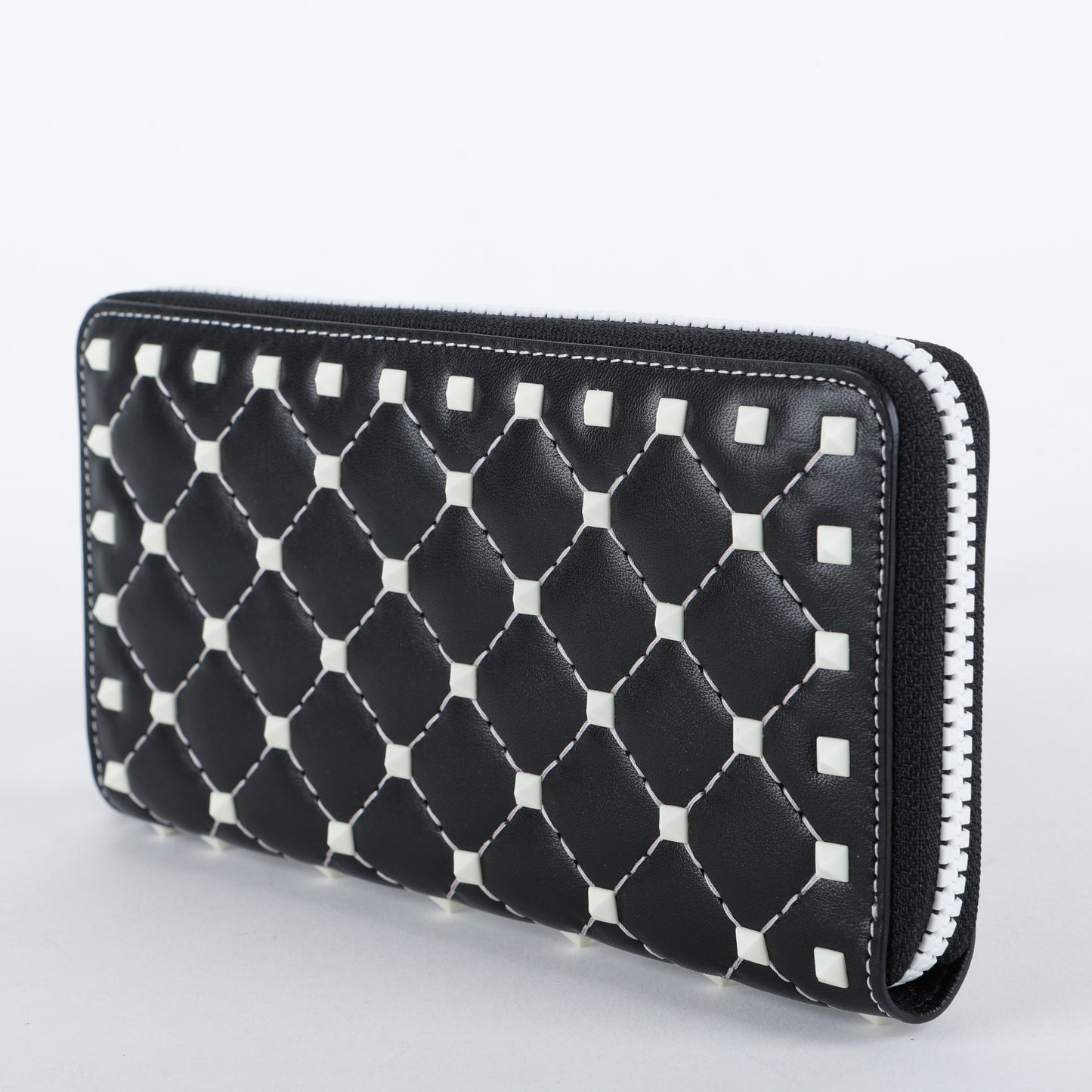 Free Rockstud Zip Around Wallet, Black/White