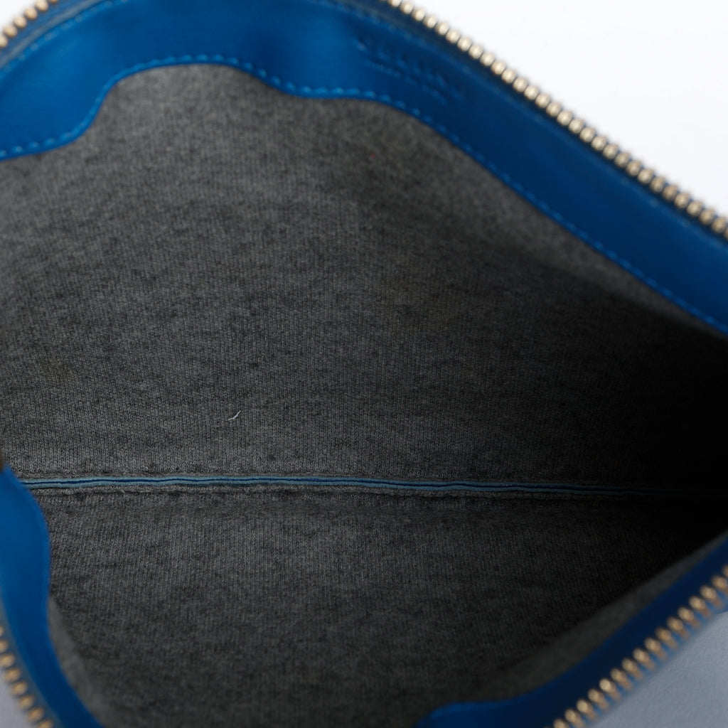 Trio Pouch On Strap, Blue Calfskin