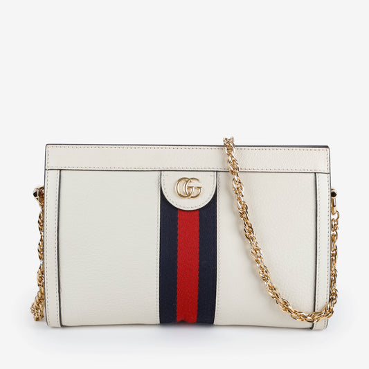 Small Ophidia Chain Bag, Cream
