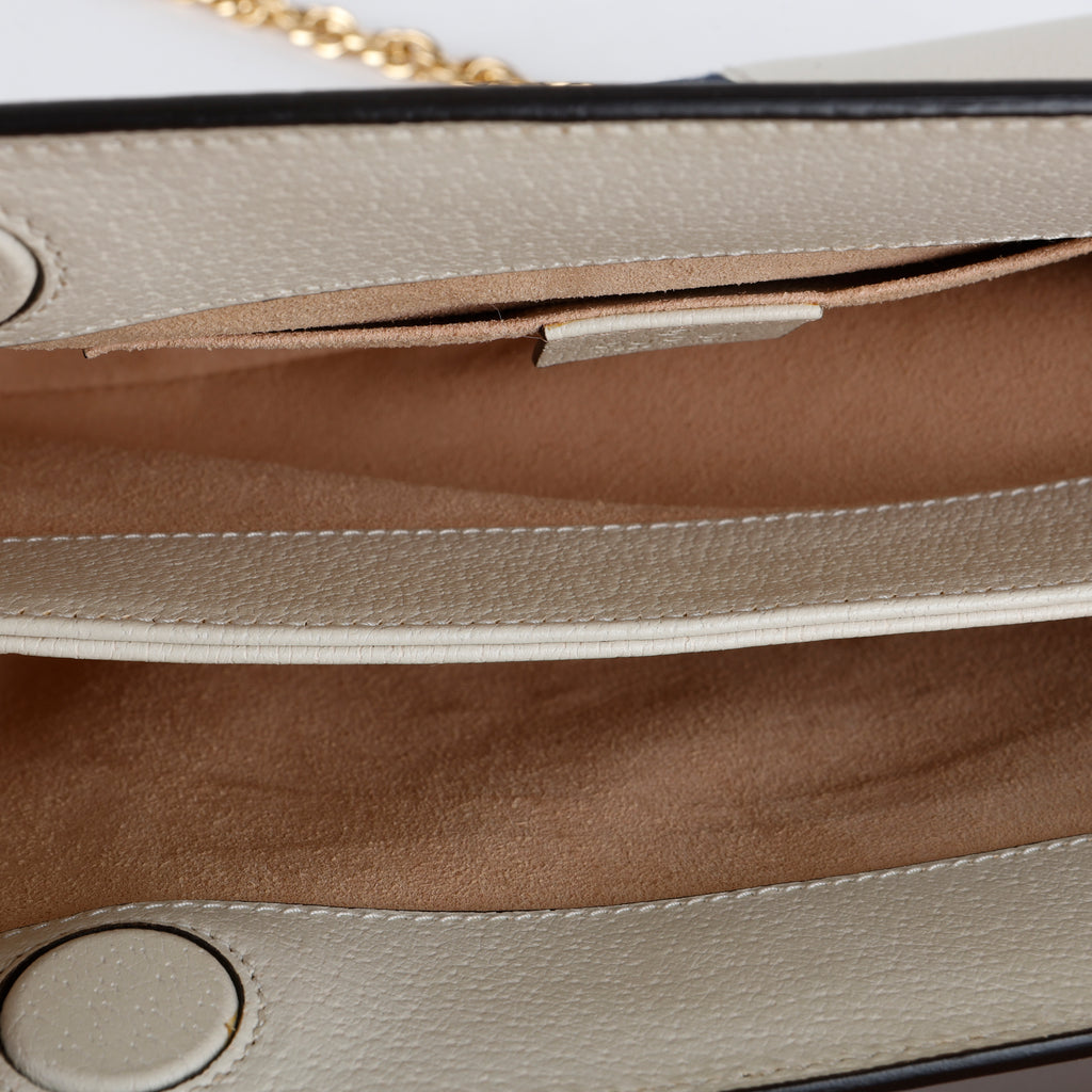 Small Ophidia Chain Bag, Cream
