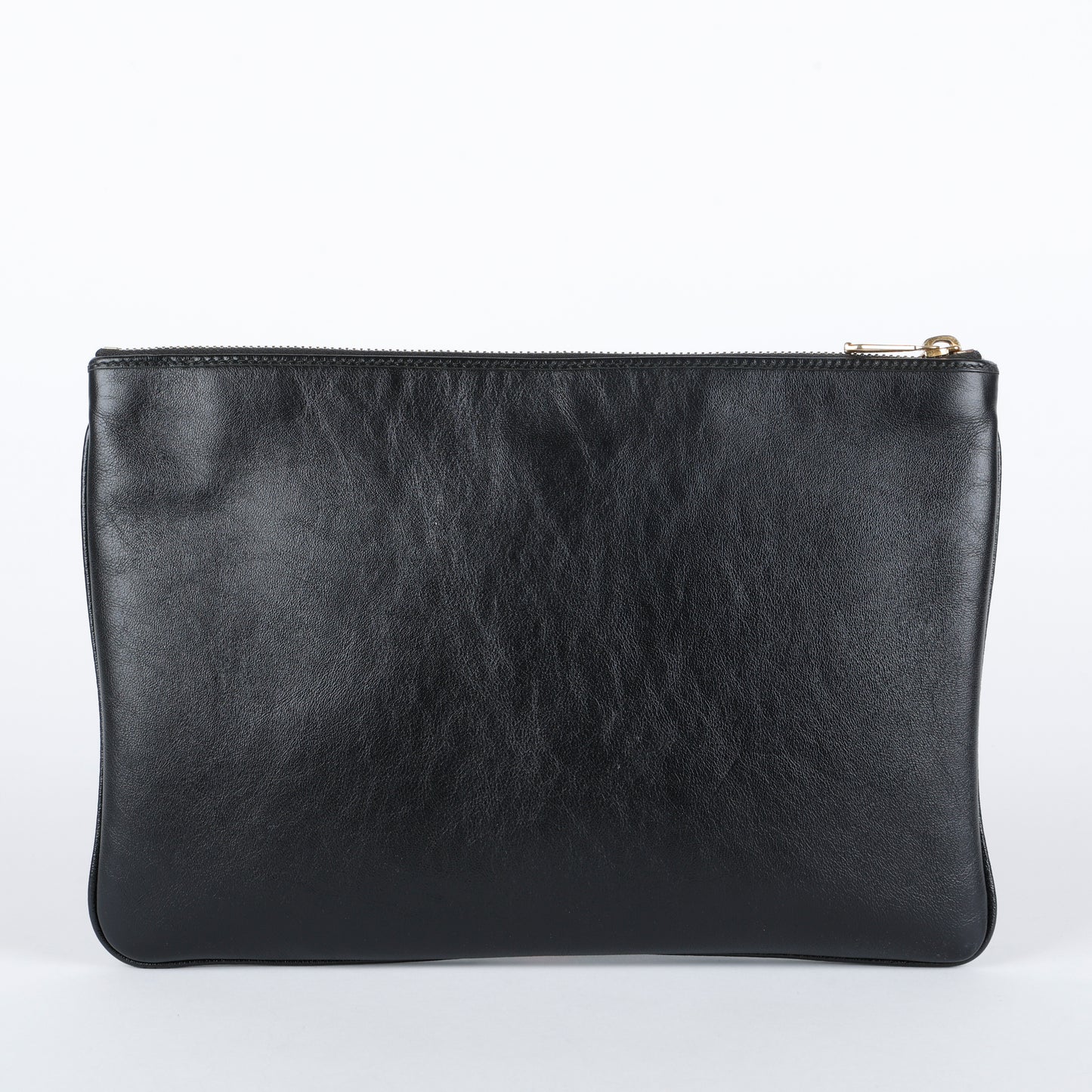 Rajah Tiger Head Clutch, Black Calfskin