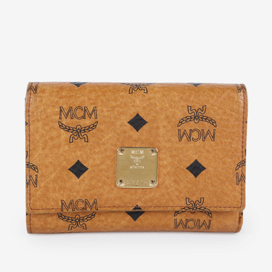 Aren Trifold Wallet, Cognac Visetos