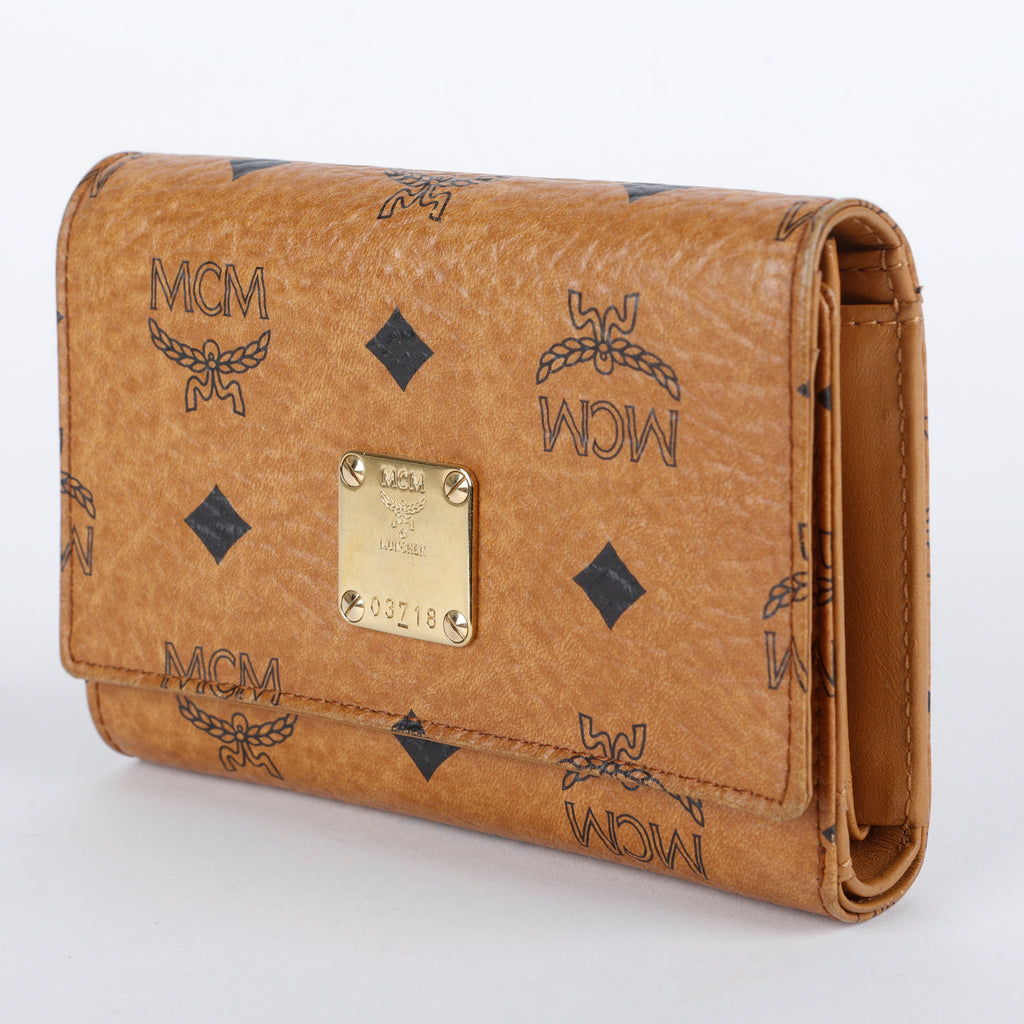 Aren Trifold Wallet, Cognac Visetos
