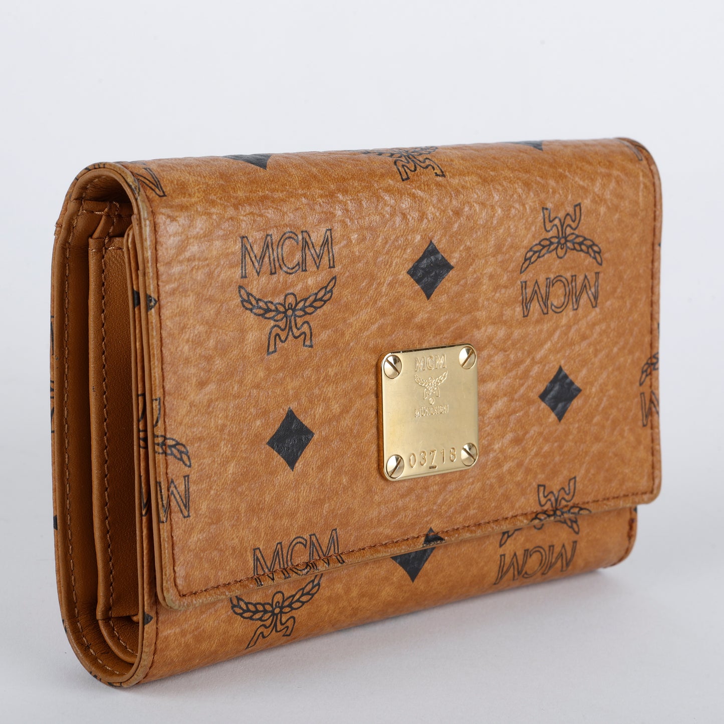Aren Trifold Wallet, Cognac Visetos