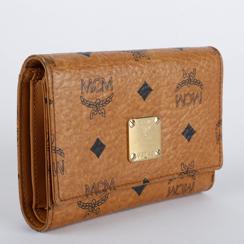 Aren Trifold Wallet, Cognac Visetos