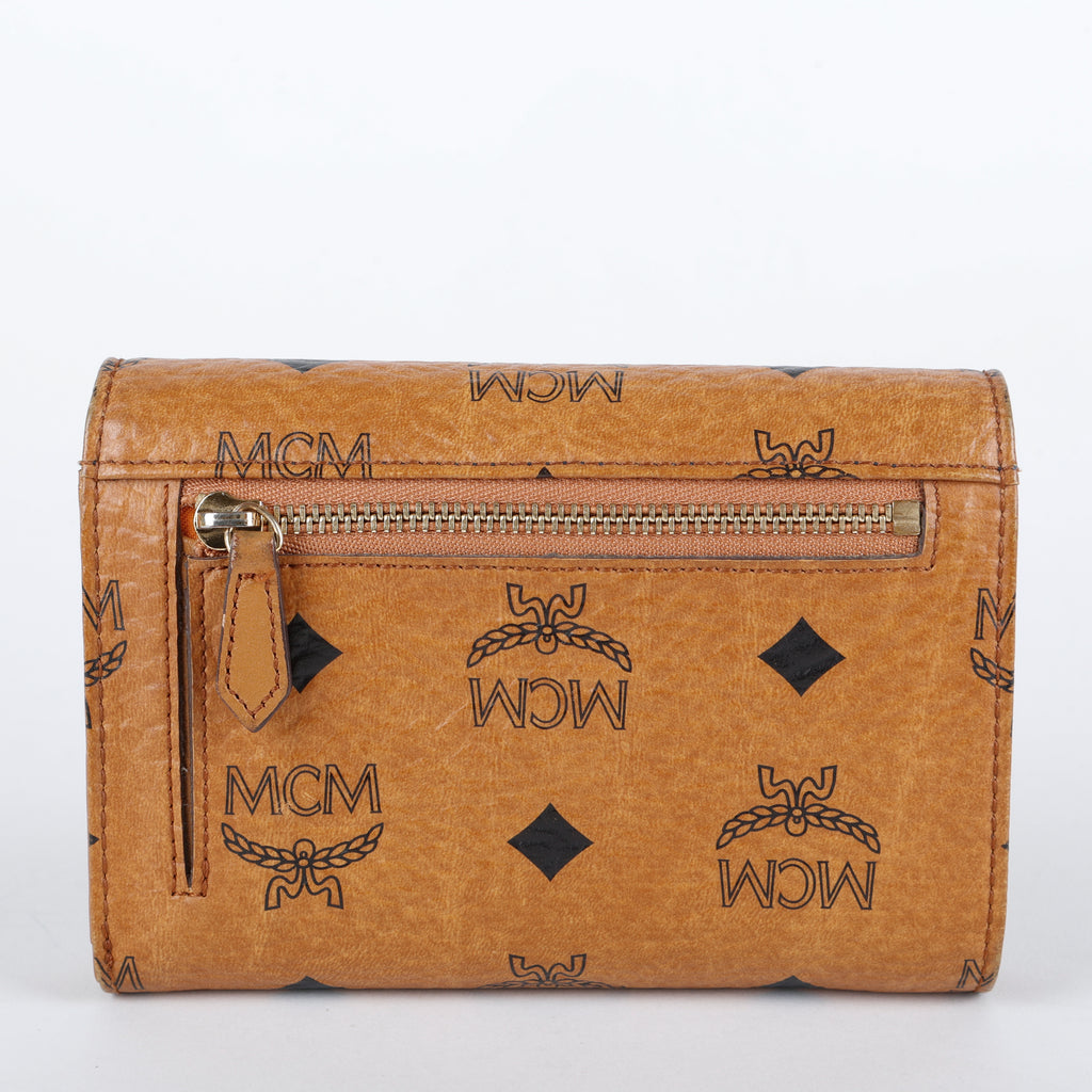 Aren Trifold Wallet, Cognac Visetos