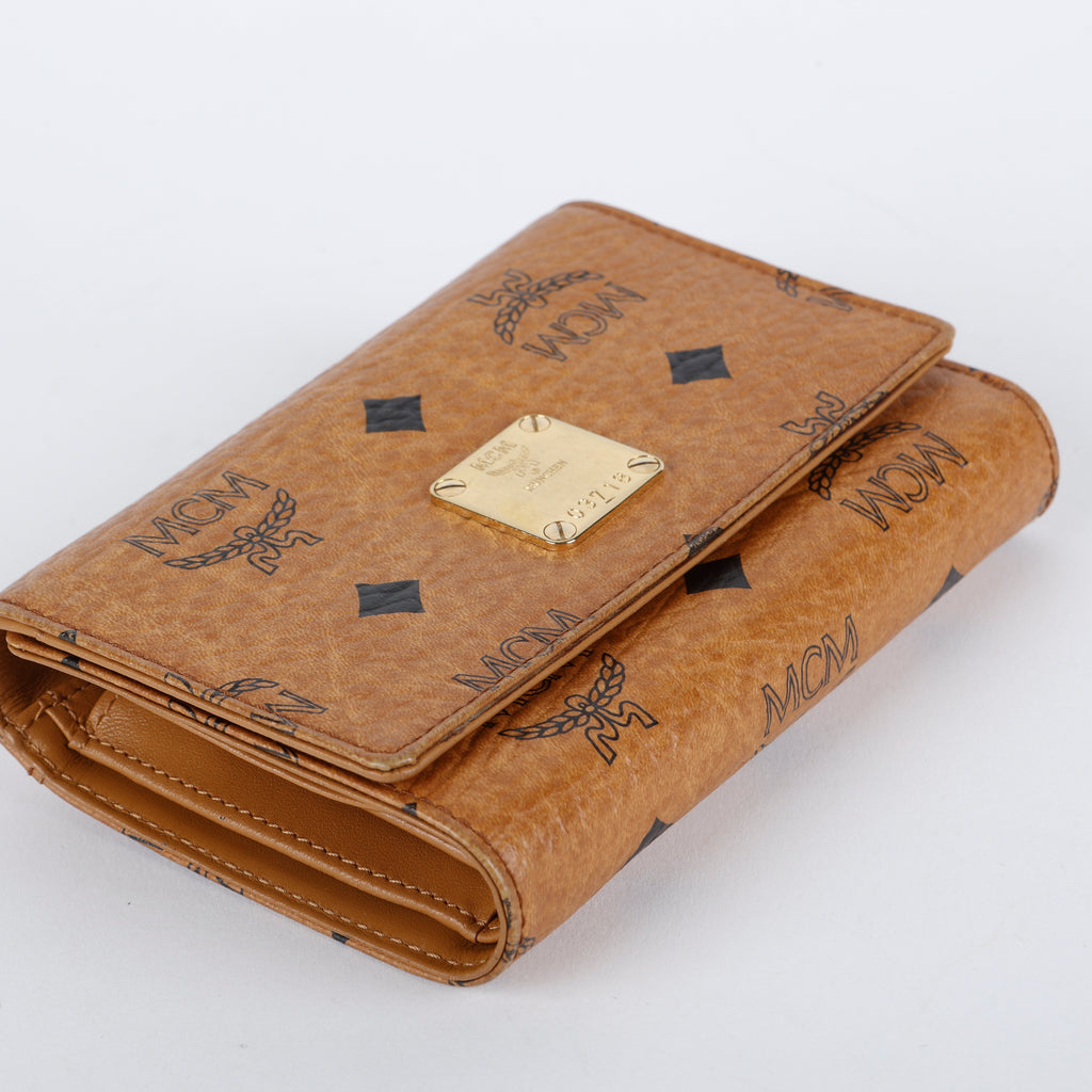 Aren Trifold Wallet, Cognac Visetos