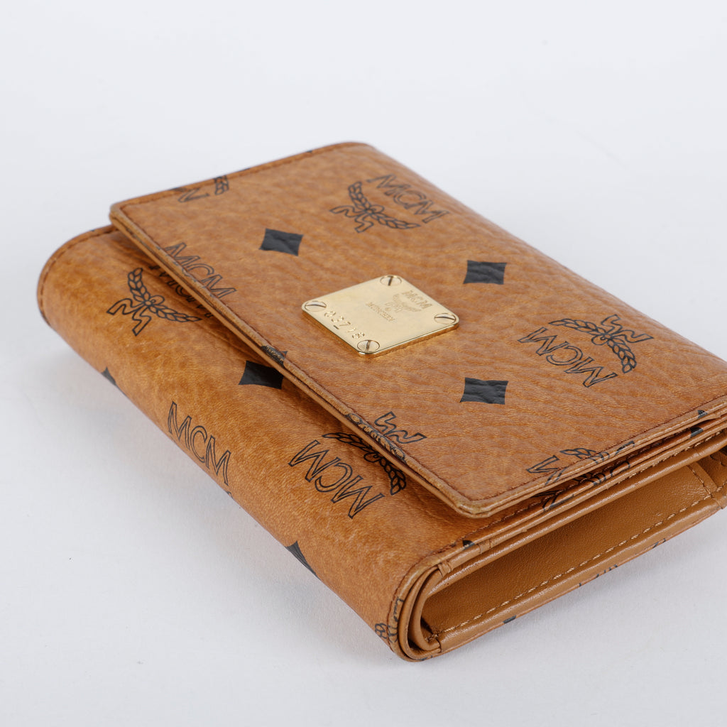 Aren Trifold Wallet, Cognac Visetos