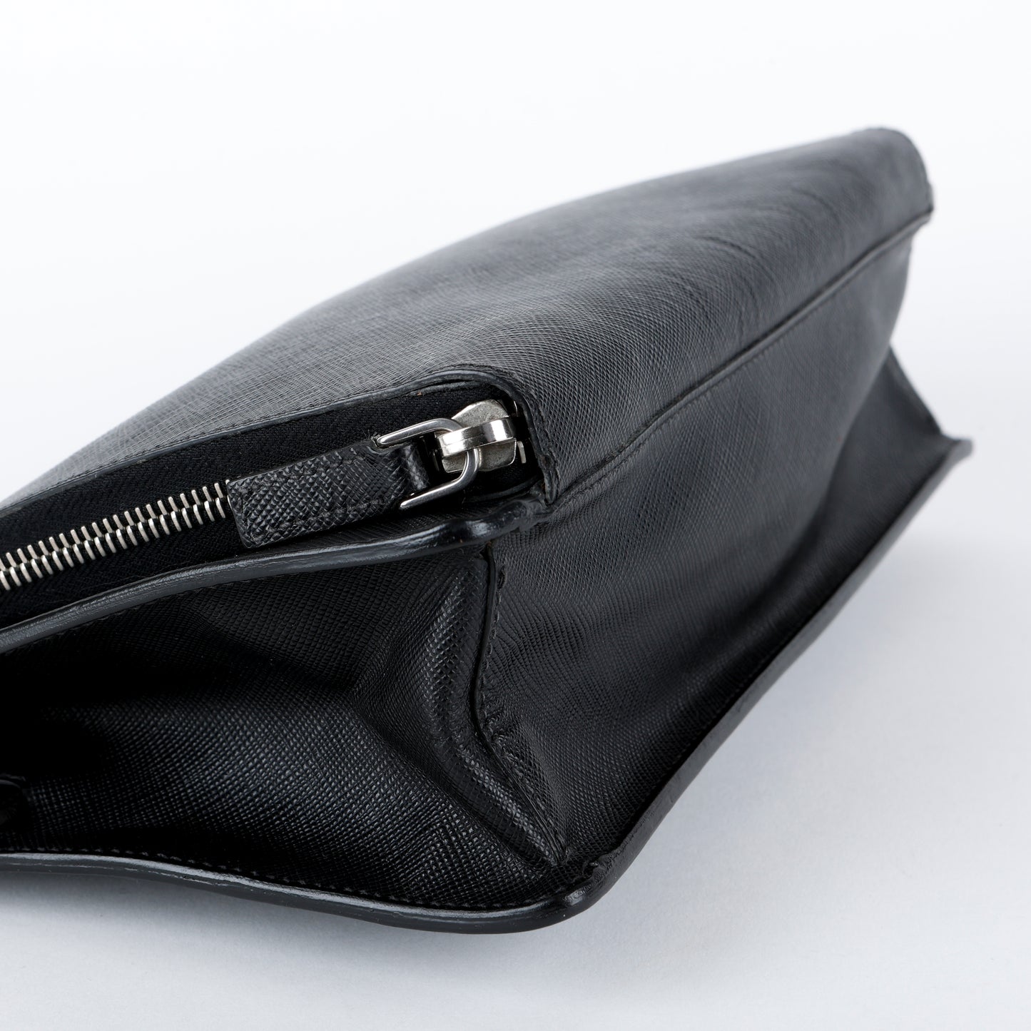 Double Zip Clutch, Black Saffiano 014