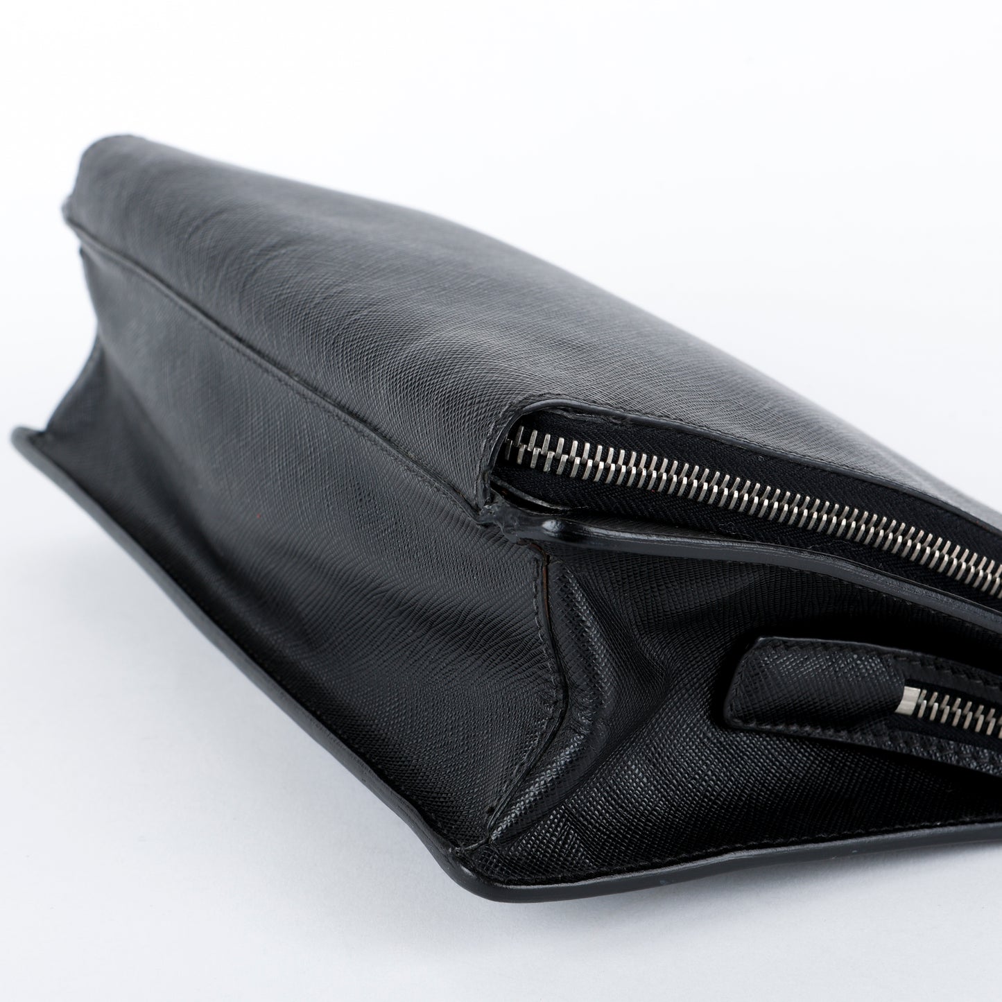 Double Zip Clutch, Black Saffiano 014