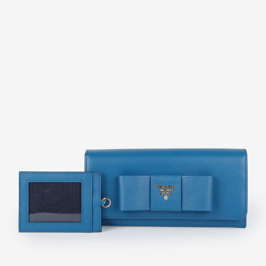 Fiocco Bow Continental Zip Wallet, Blue