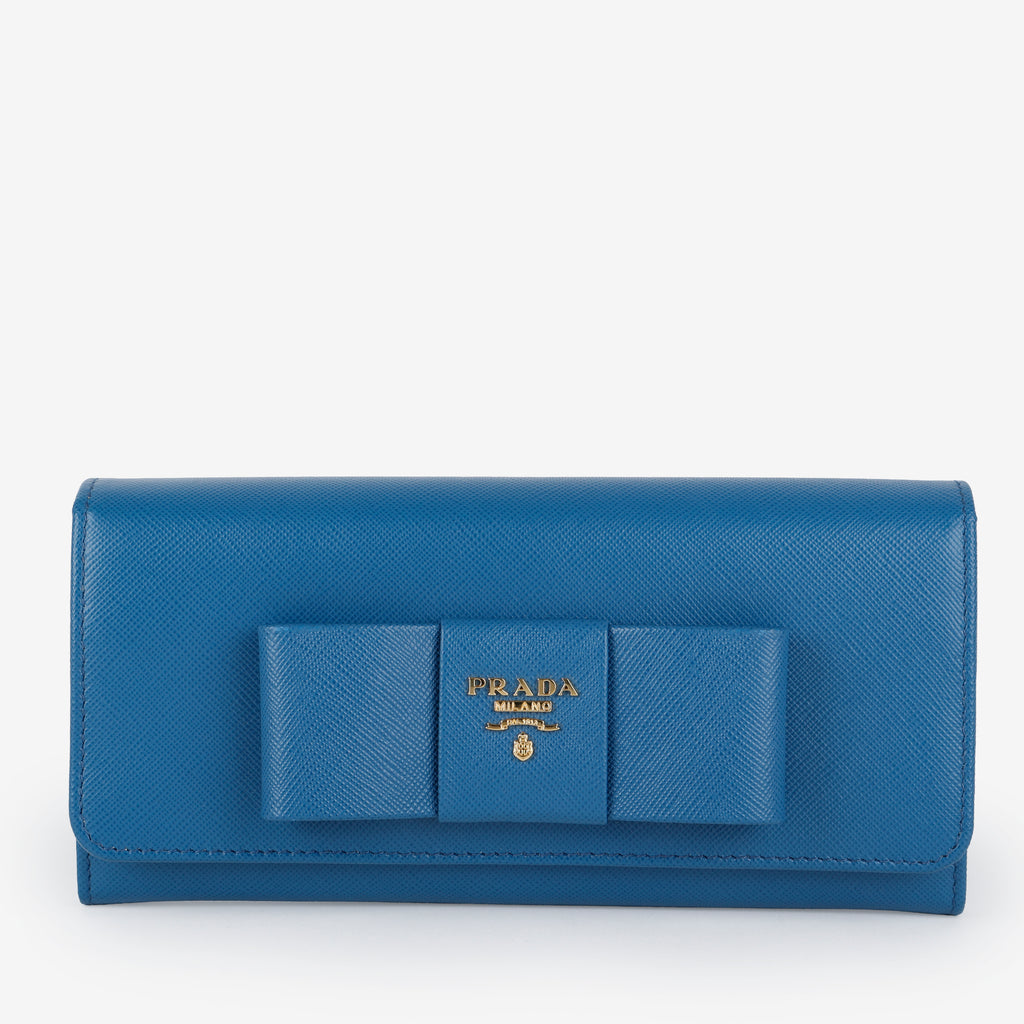 Fiocco Bow Continental Zip Wallet, Blue