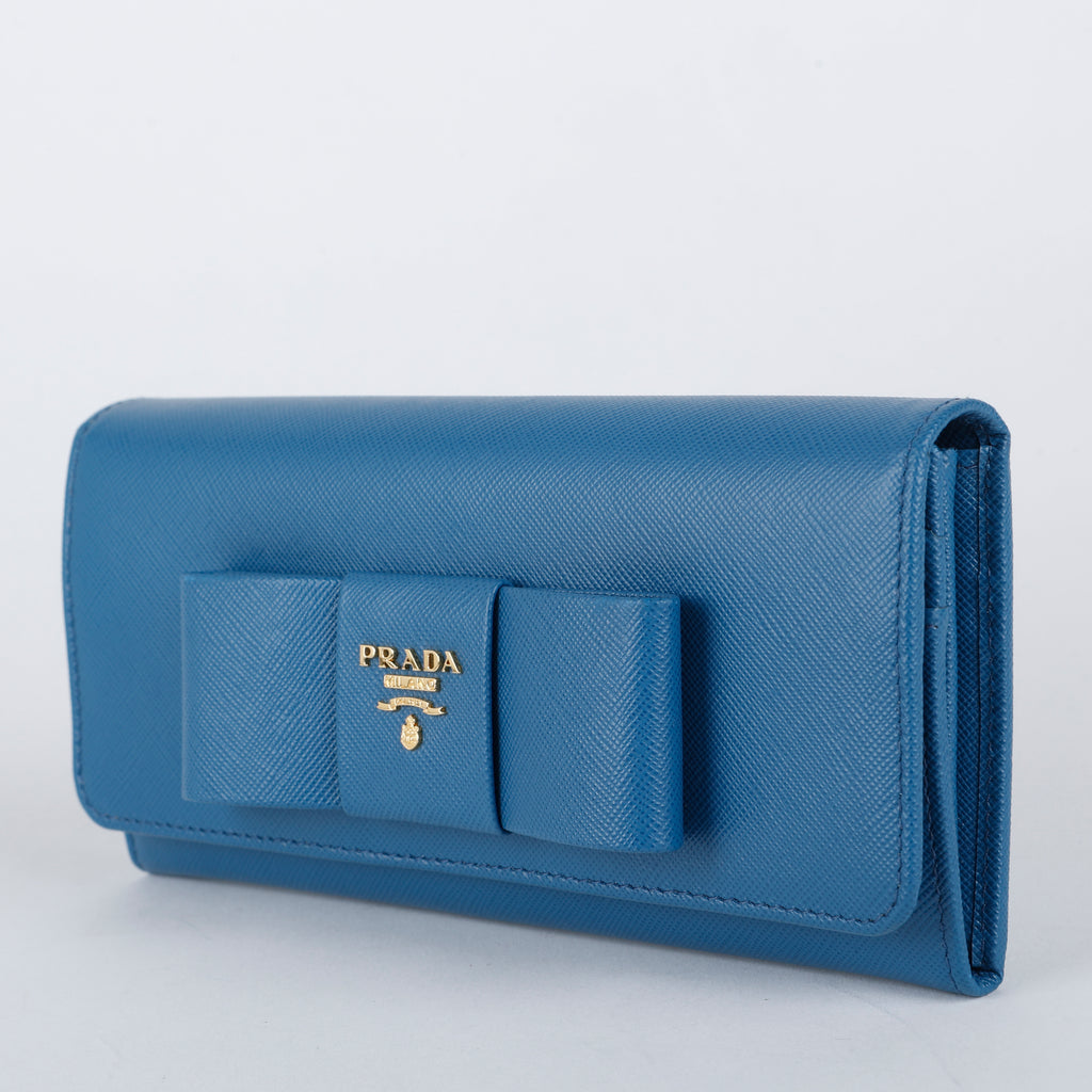 Fiocco Bow Continental Zip Wallet, Blue