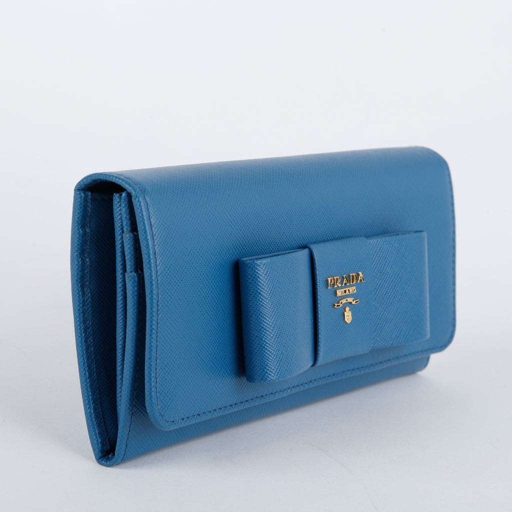 Fiocco Bow Continental Zip Wallet, Blue