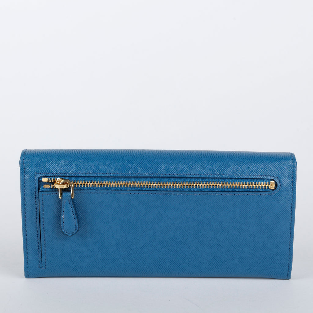 Fiocco Bow Continental Zip Wallet, Blue