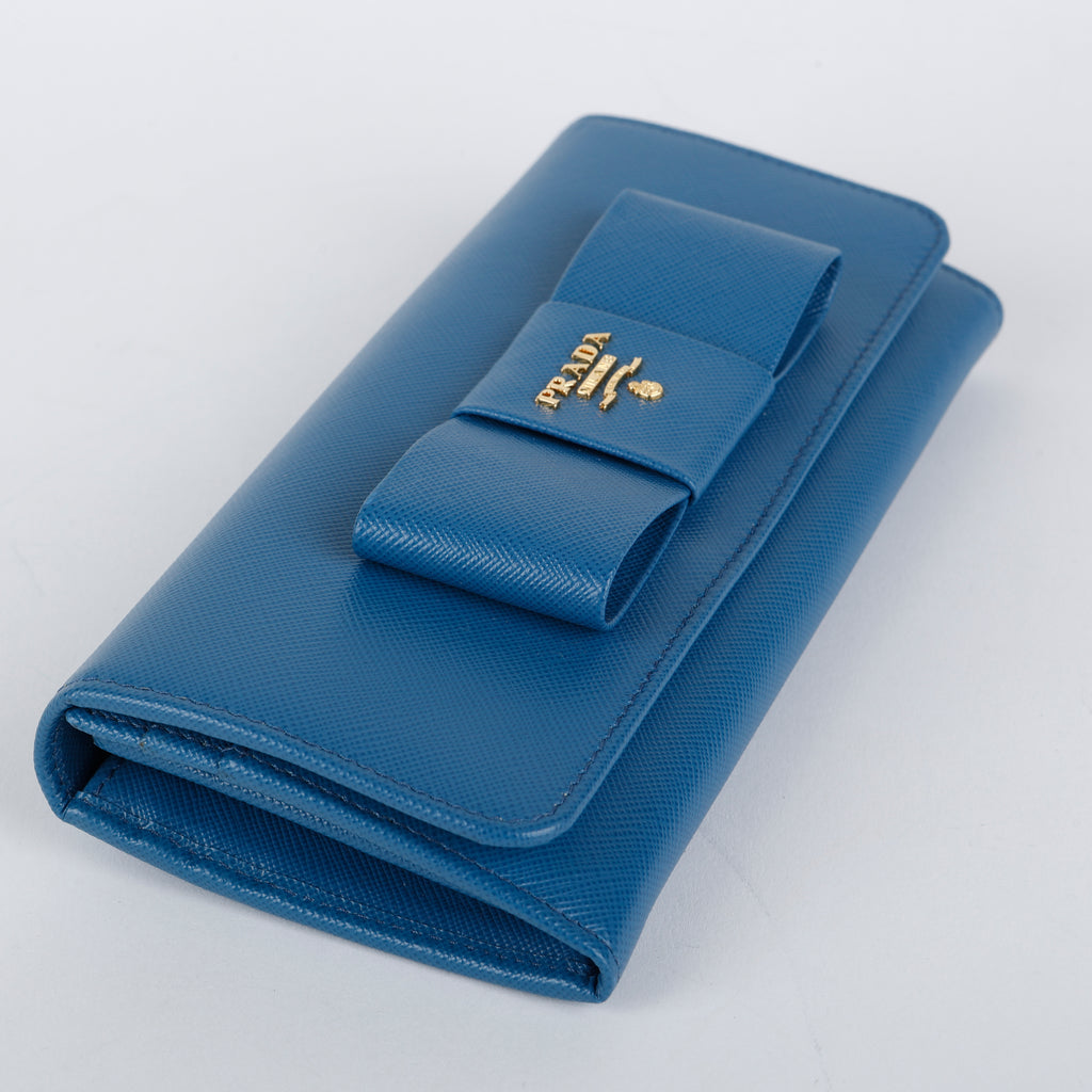 Fiocco Bow Continental Zip Wallet, Blue