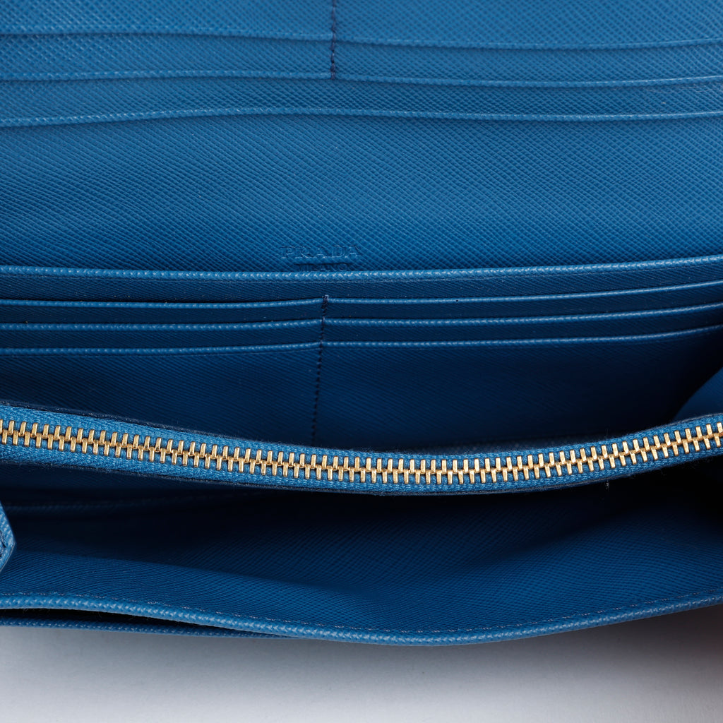 Fiocco Bow Continental Zip Wallet, Blue