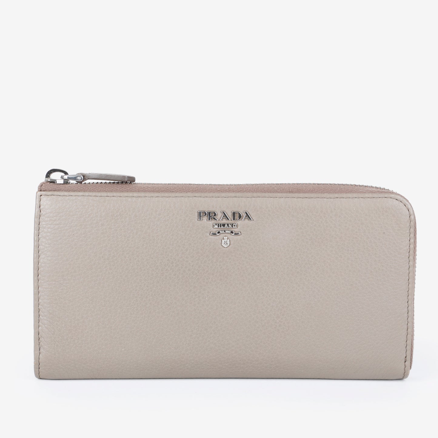 Half Zip Long Wallet, Grey Vitello