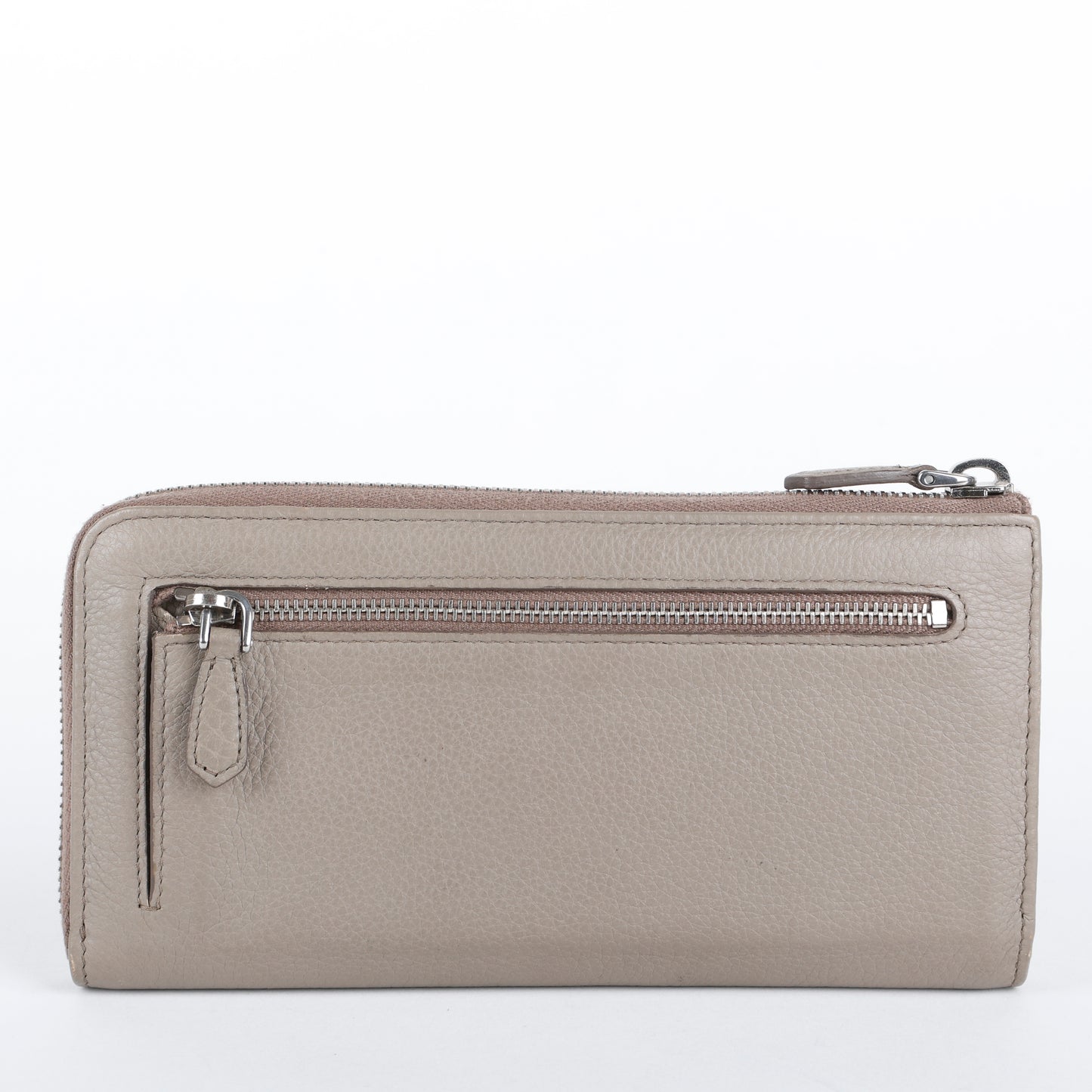 Half Zip Long Wallet, Grey Vitello