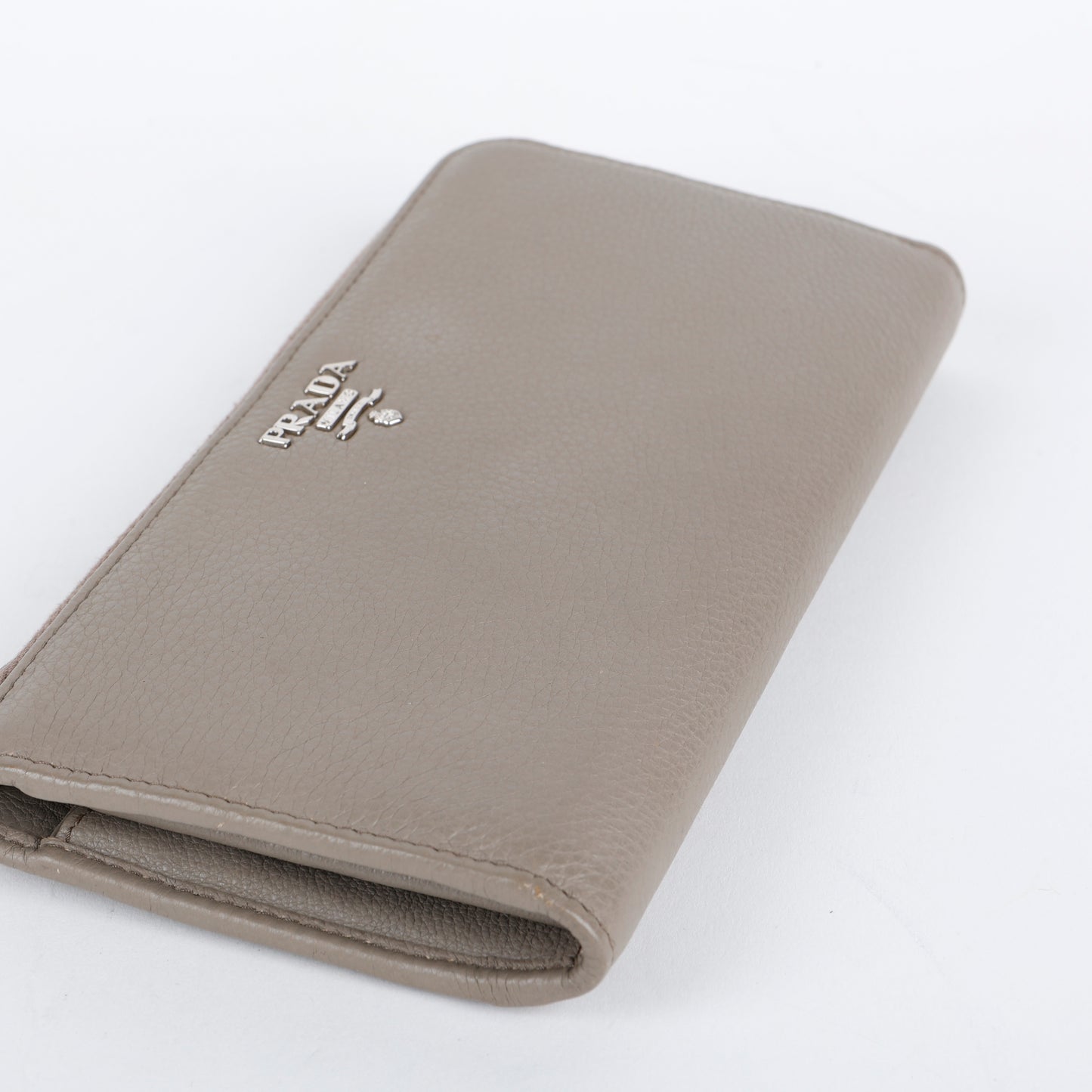 Half Zip Long Wallet, Grey Vitello
