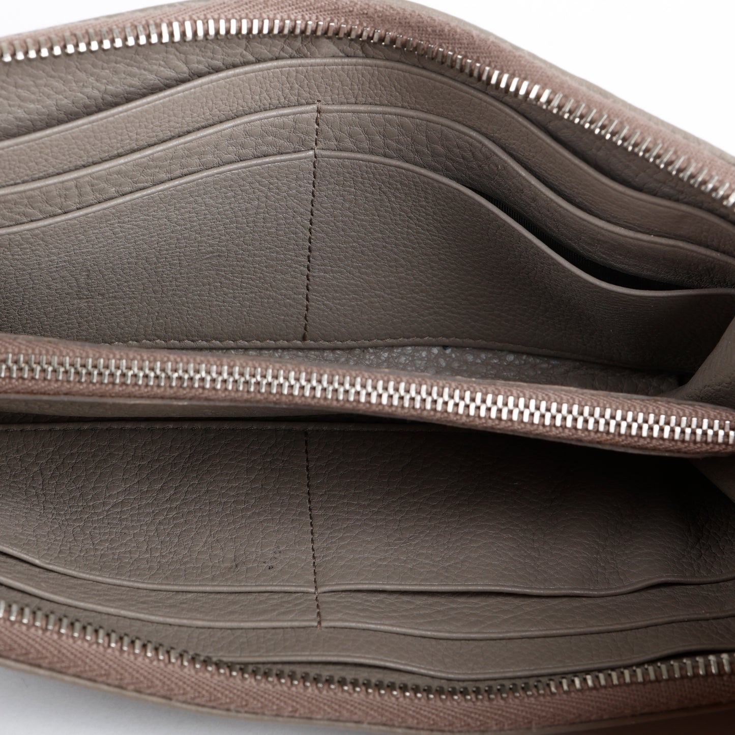 Half Zip Long Wallet, Grey Vitello