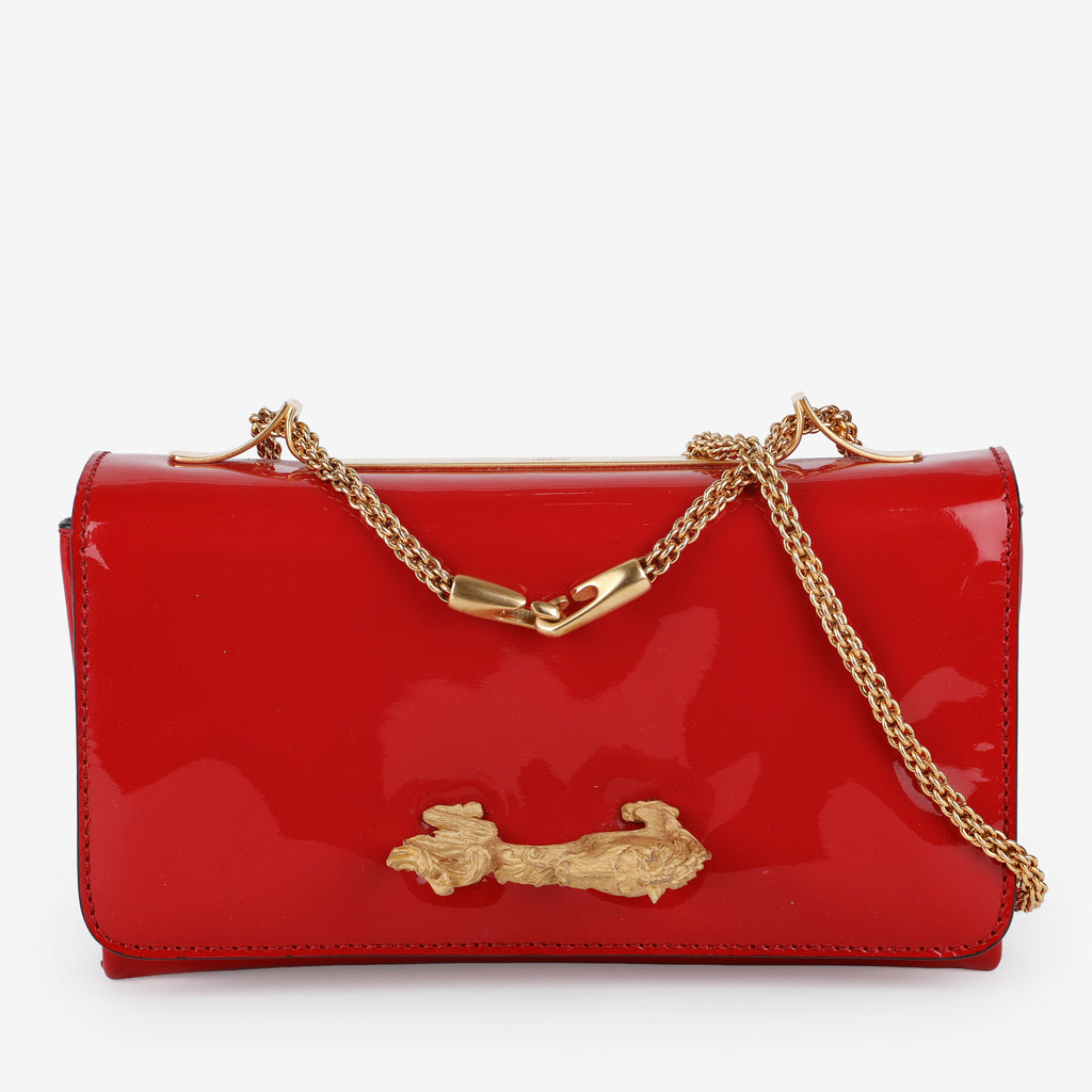 Va Va Voom Dragon Shoulder Bag, Red Patent Calfskin 046