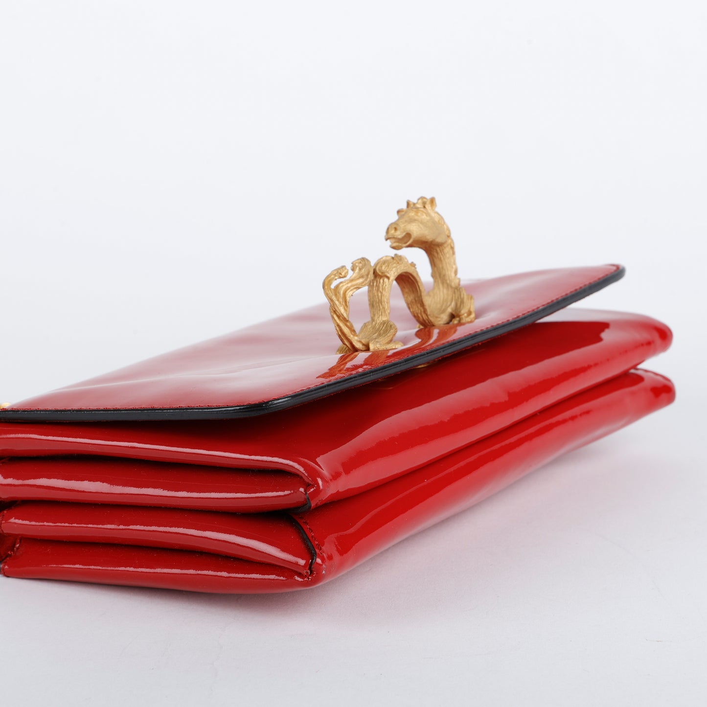 Va Va Voom Dragon Shoulder Bag, Red Patent Calfskin 046