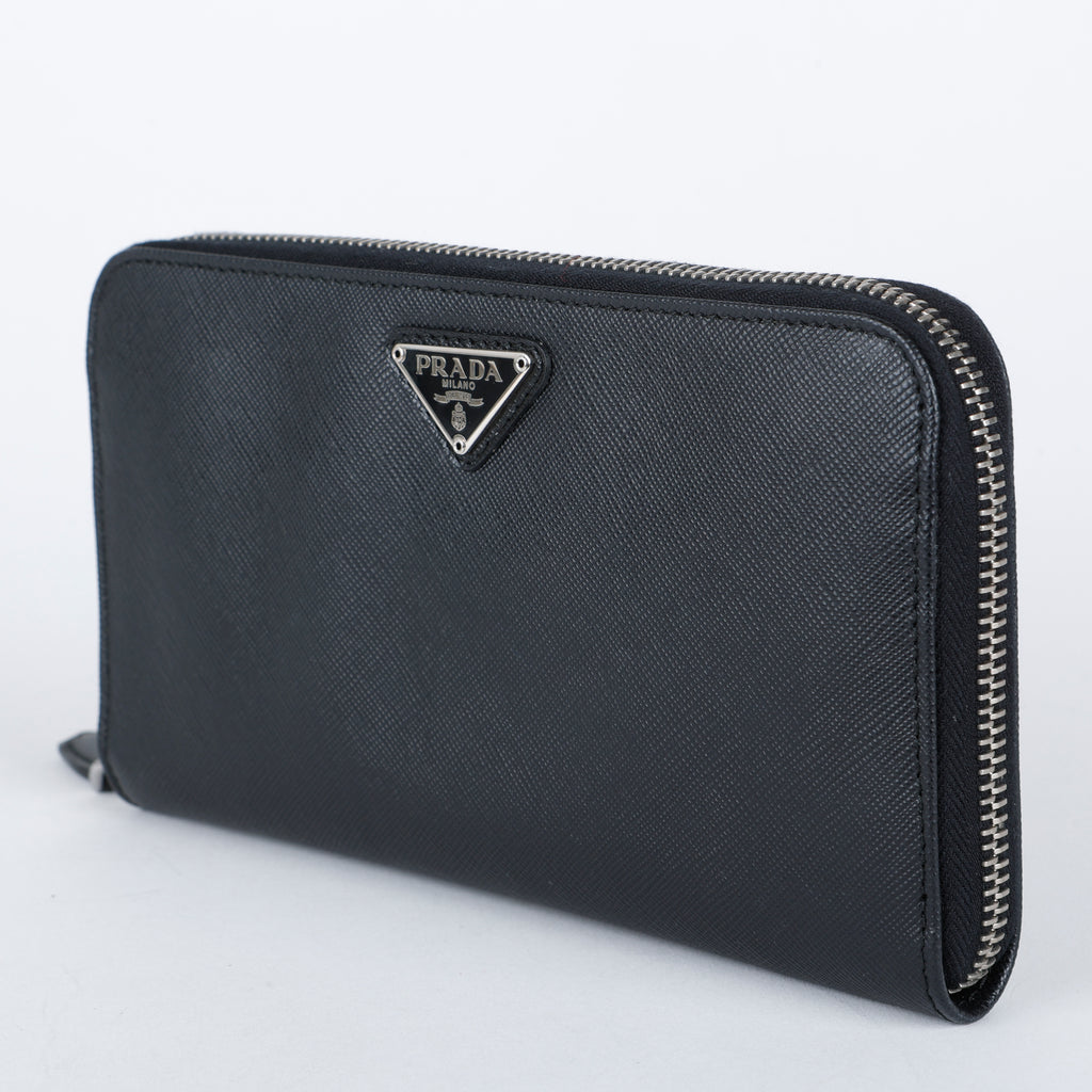 Zip Around Wallet, Black Saffiano SHW