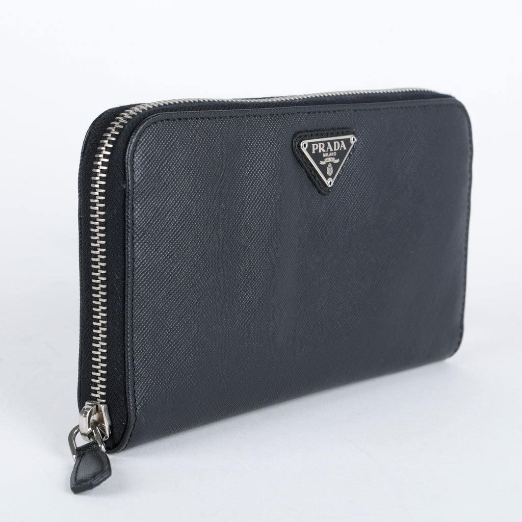 Zip Around Wallet, Black Saffiano SHW