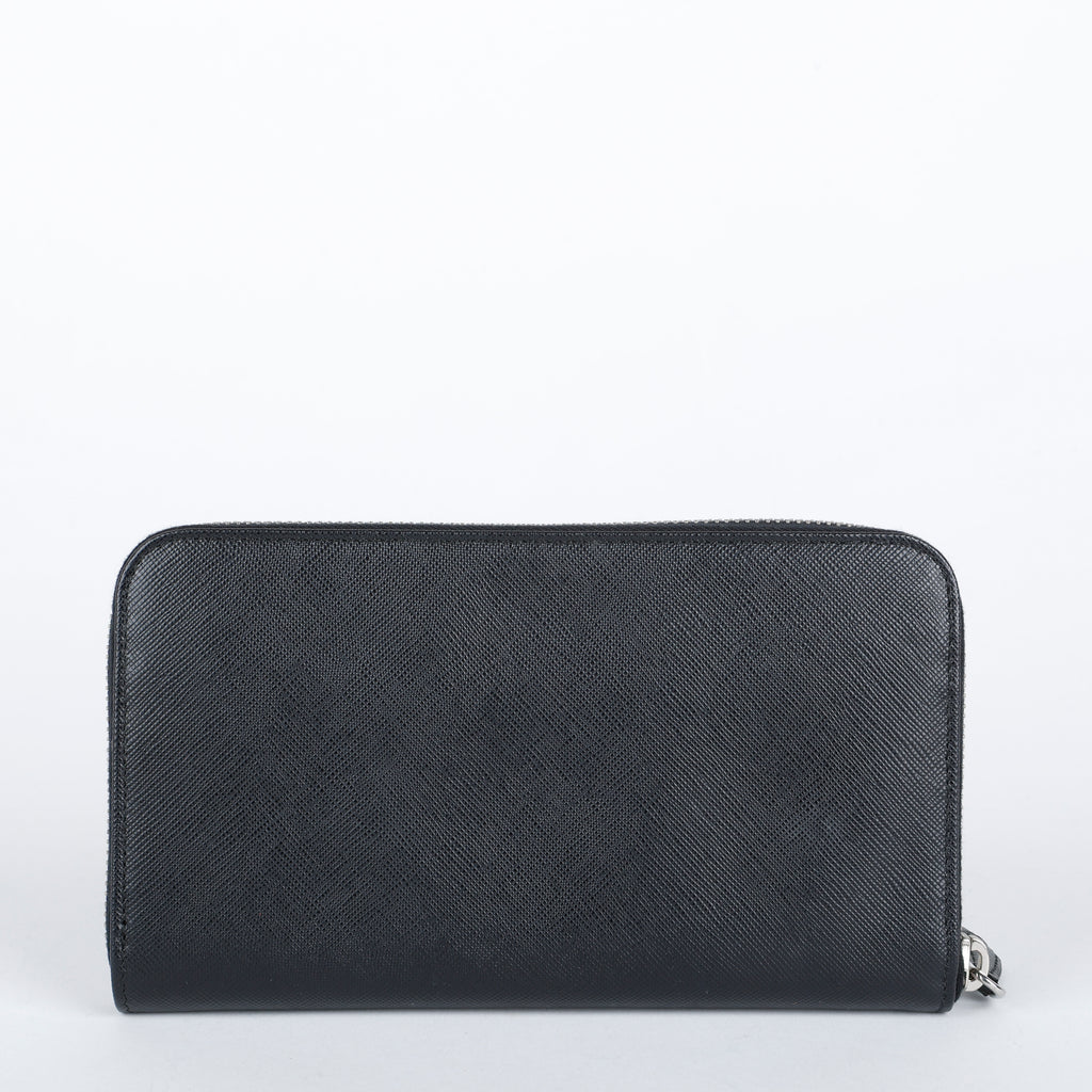 Zip Around Wallet, Black Saffiano SHW