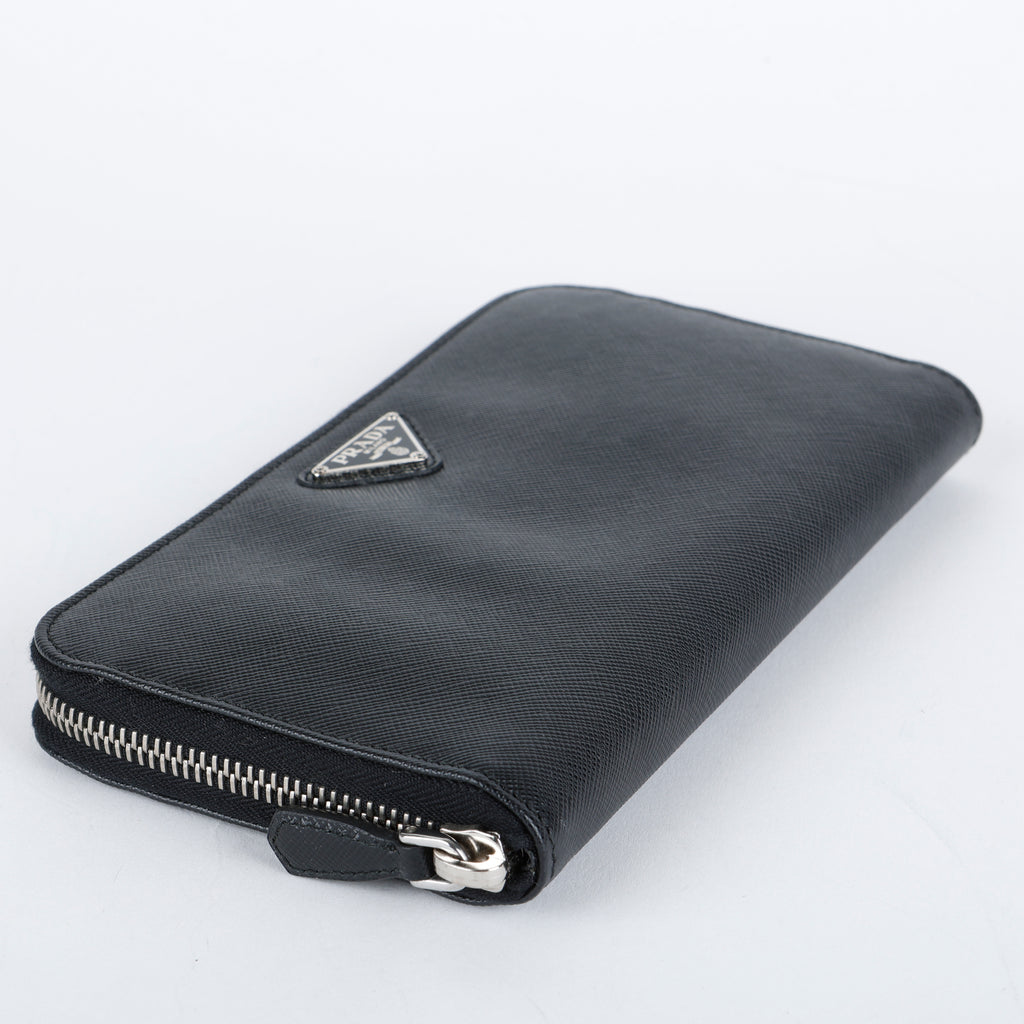 Zip Around Wallet, Black Saffiano SHW