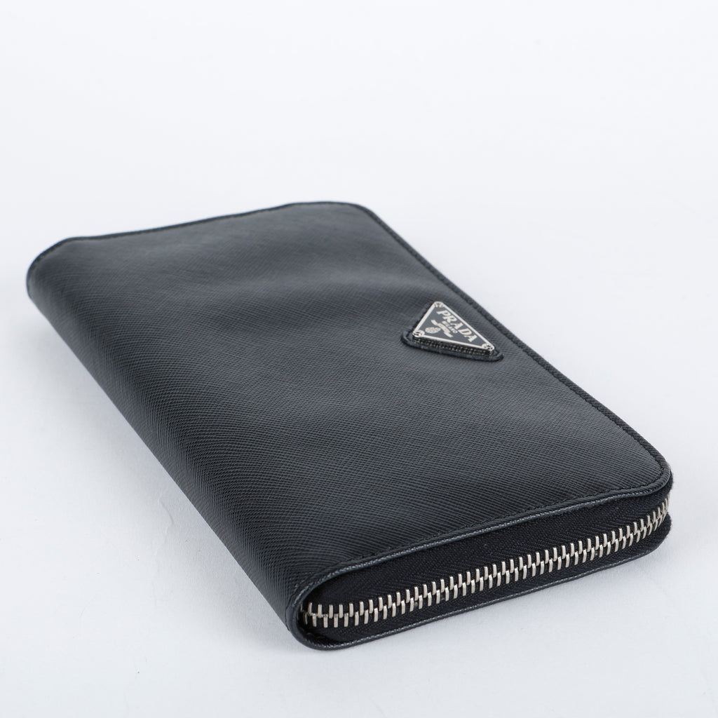 Zip Around Wallet, Black Saffiano SHW