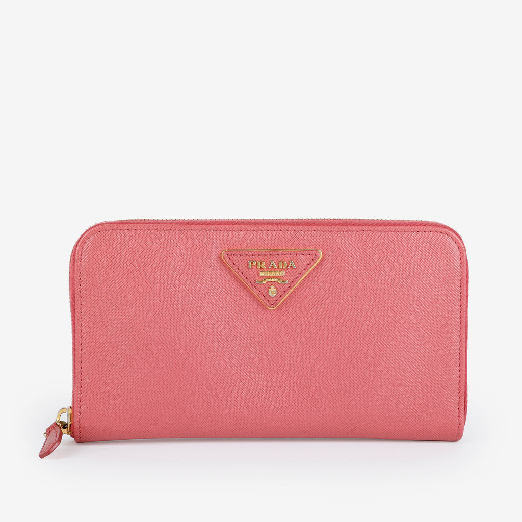 Zip Around Wallet, Fuchsia Saffiano