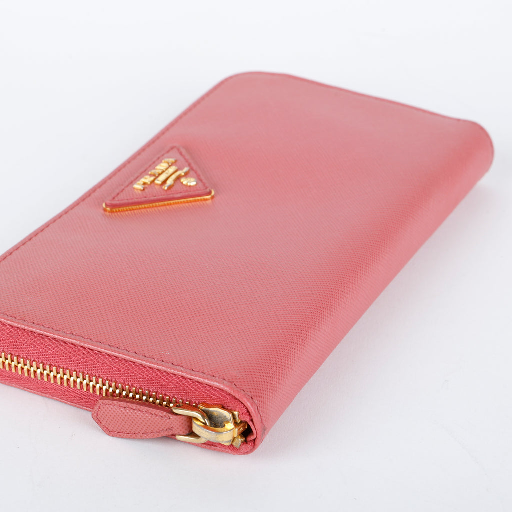 Zip Around Wallet, Fuchsia Saffiano