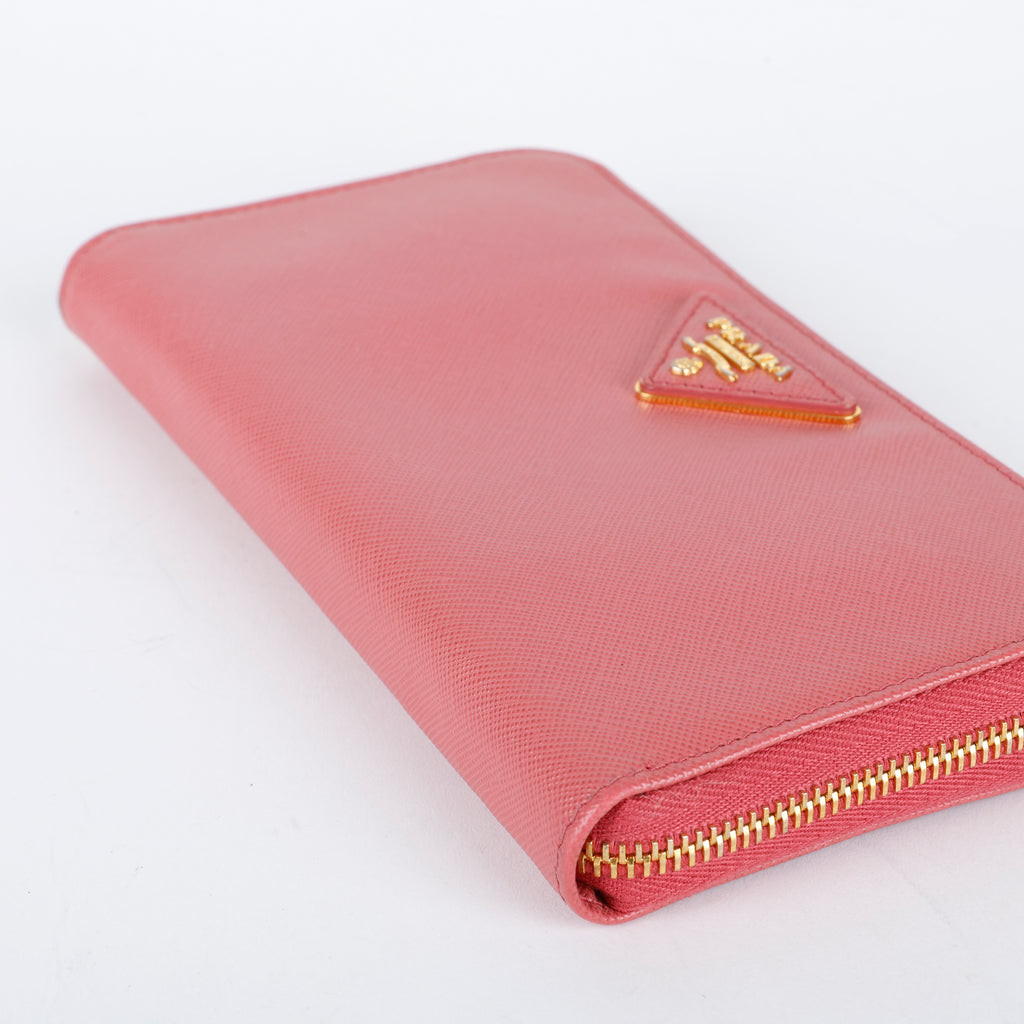 Zip Around Wallet, Fuchsia Saffiano