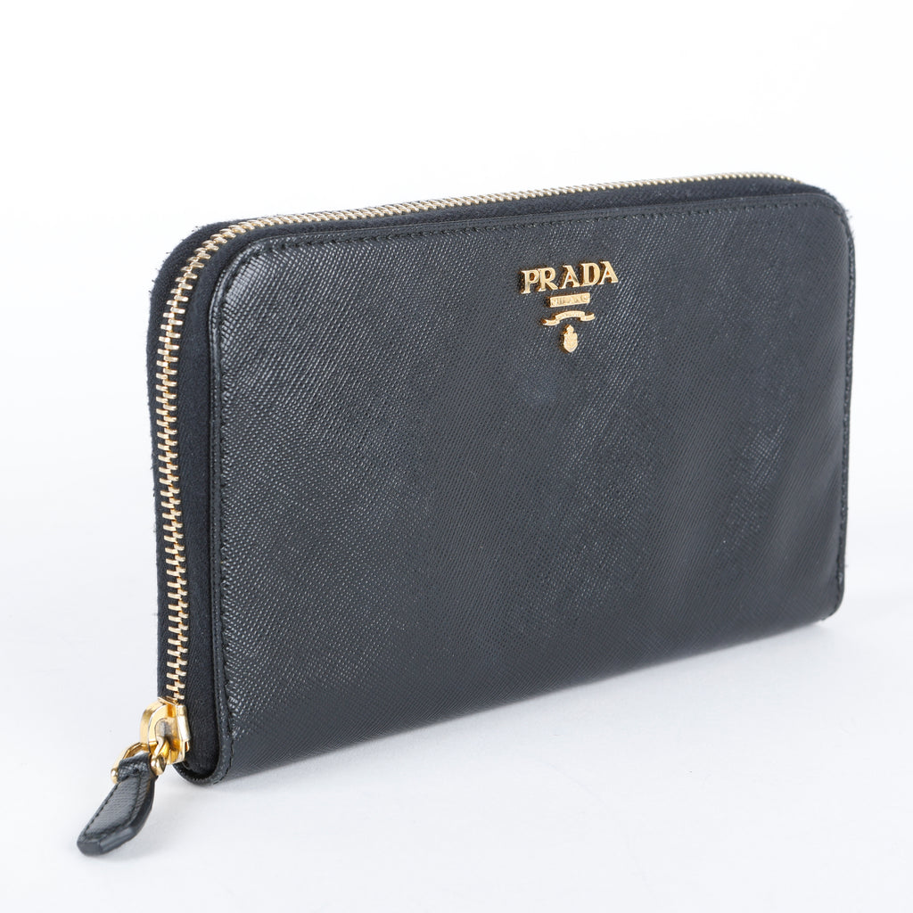 Zip Around Wallet, Black Saffiano GHW