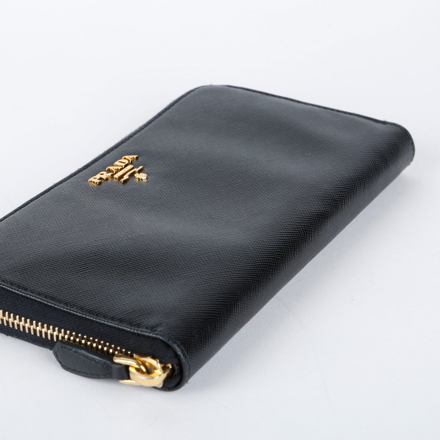 Zip Around Wallet, Black Saffiano GHW